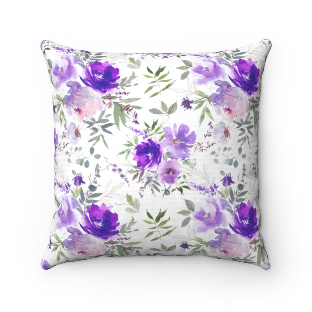Floral Boho Pillow Cover | Lavender Violet Purple Green White