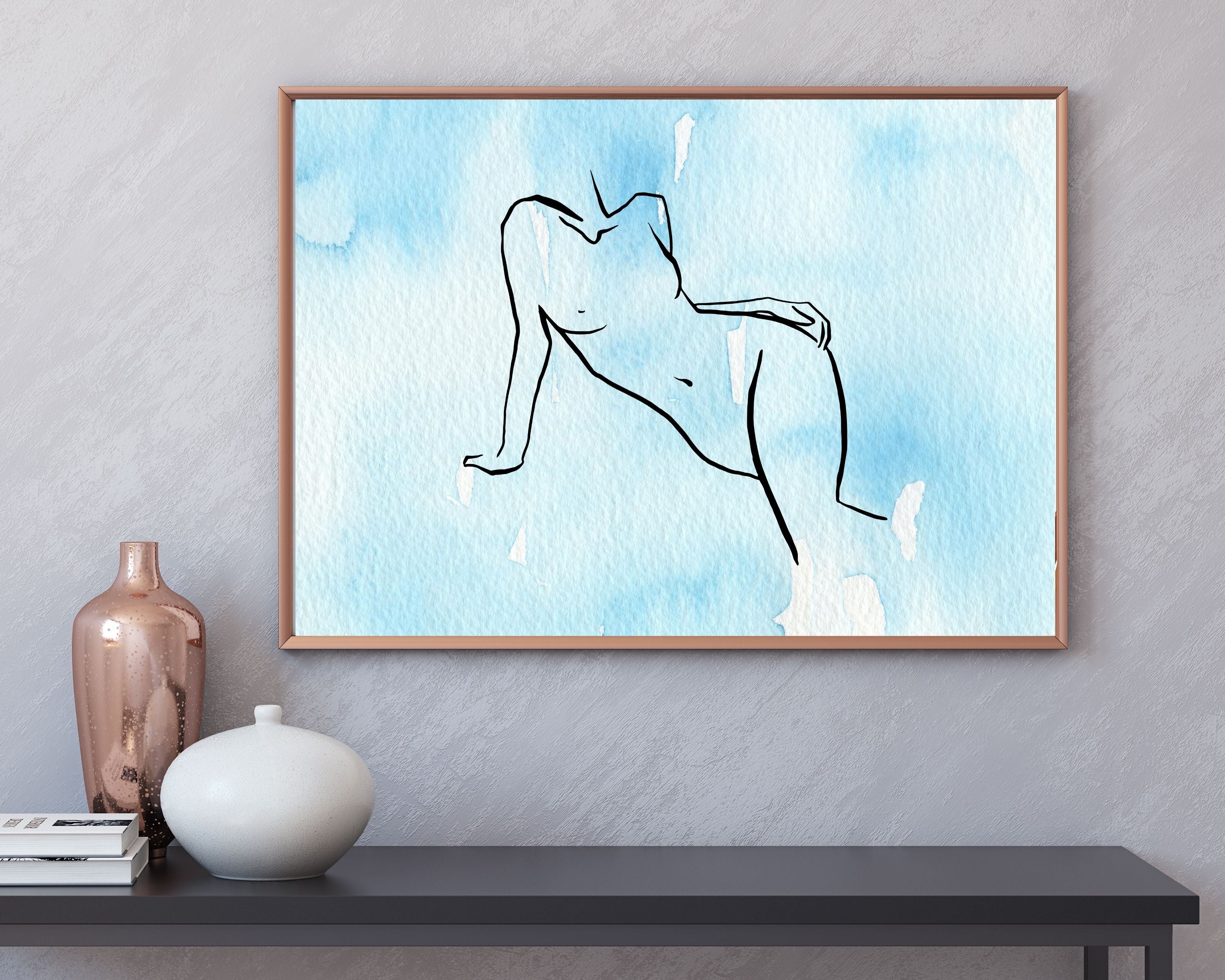 Abstract Terracotta Art Prints | White Sky Blue