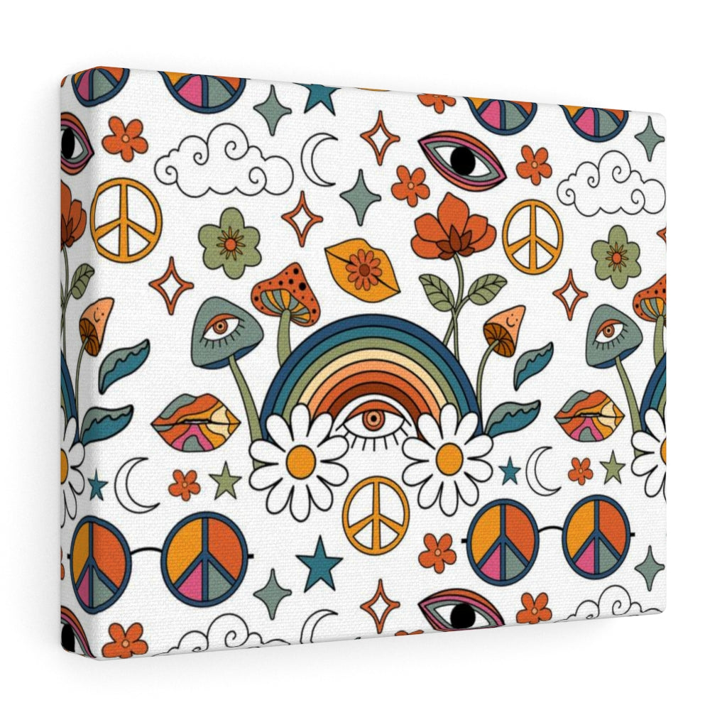 RETRO WALL CANVAS ART | Rainbow White