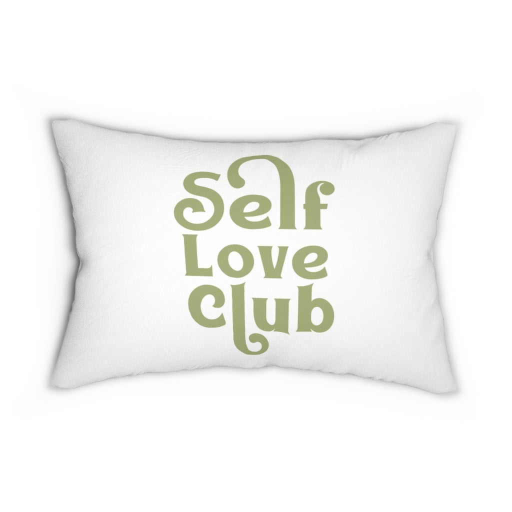 With Saying Boho Lumbar Pillow | Green White | Self Love Club