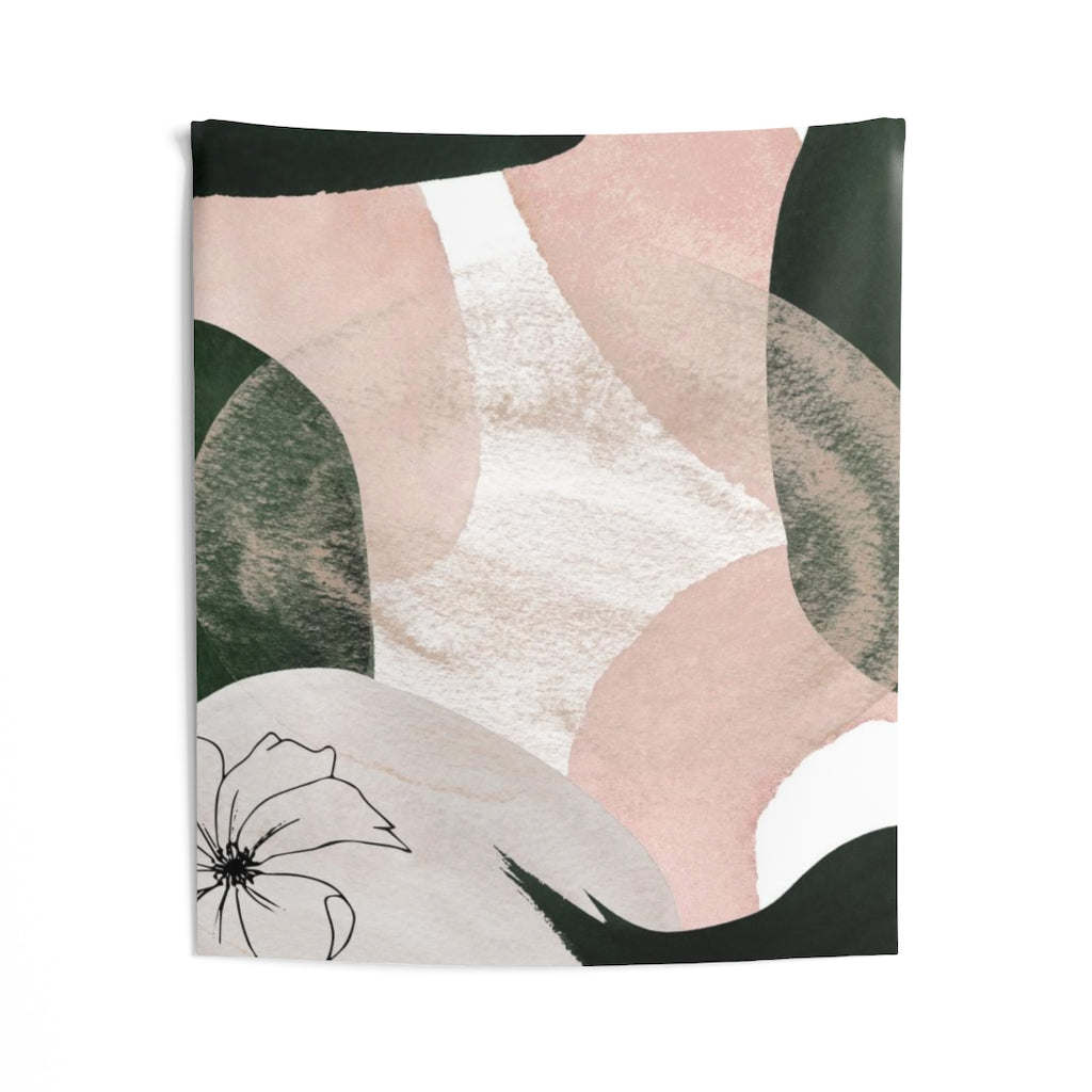 Floral Tapestry | Pastel Pink Beige Green