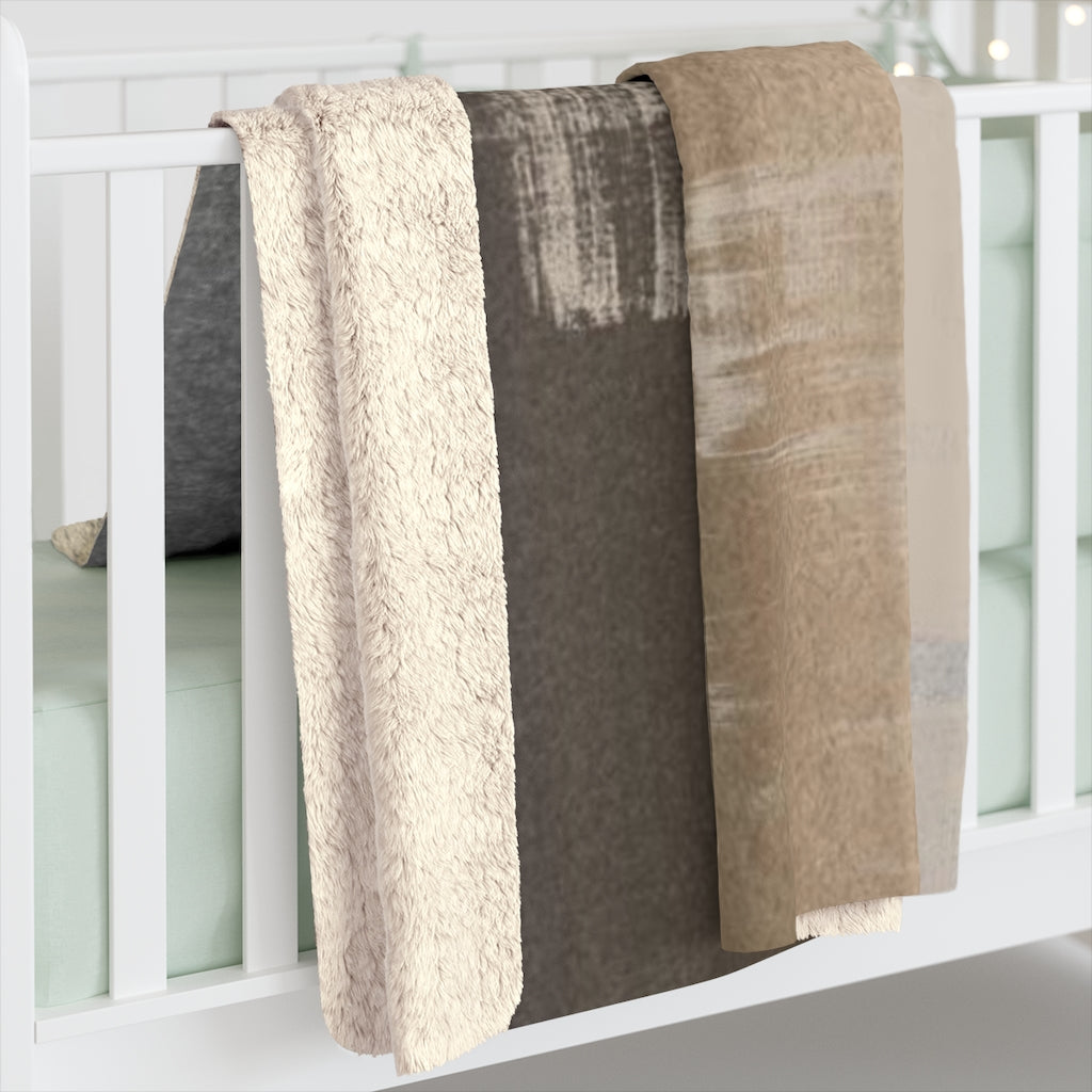 Abstract Comfy Blanket | Beige Grey Paint Strokes