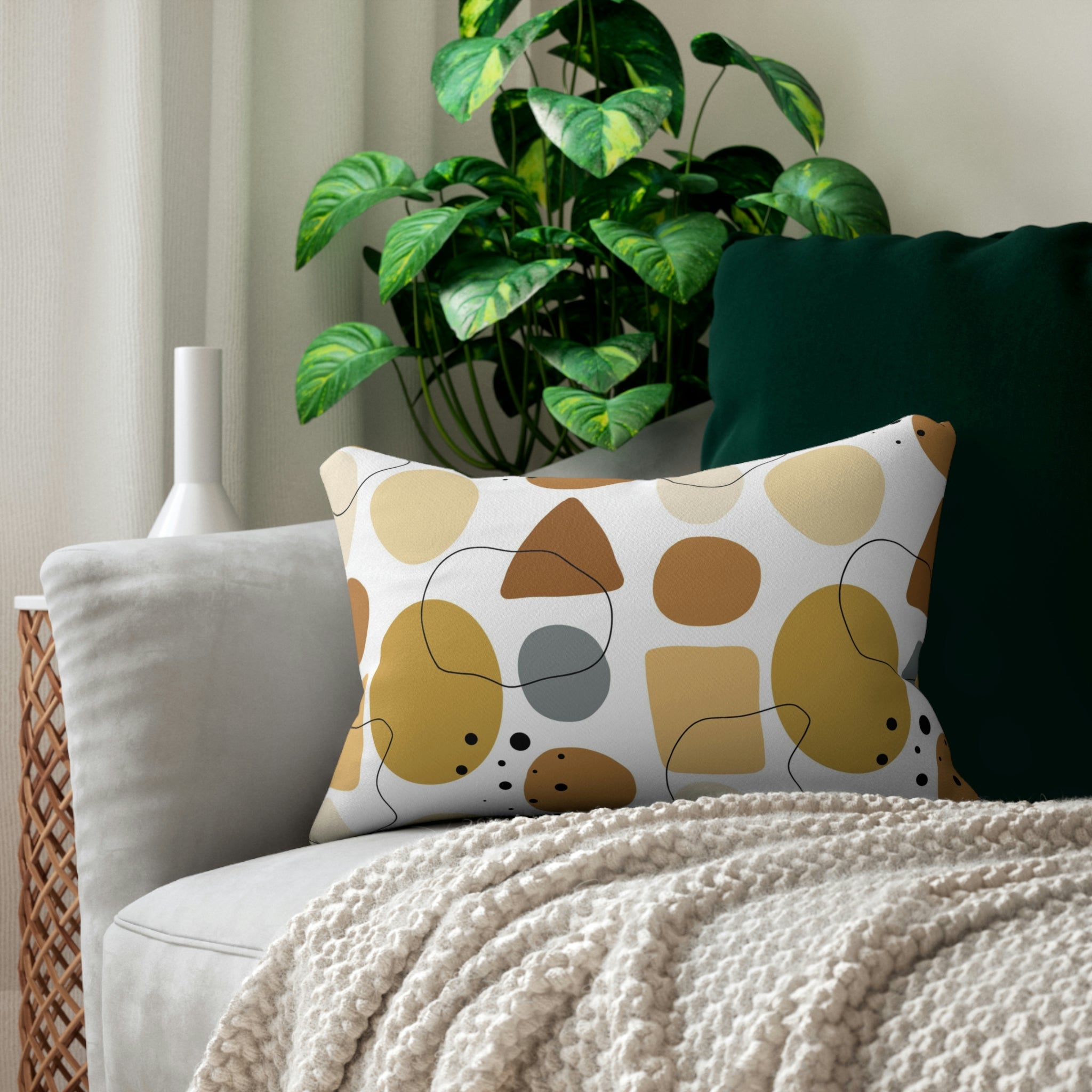Boho Lumbar Pillow | Earthy Neutral Beige