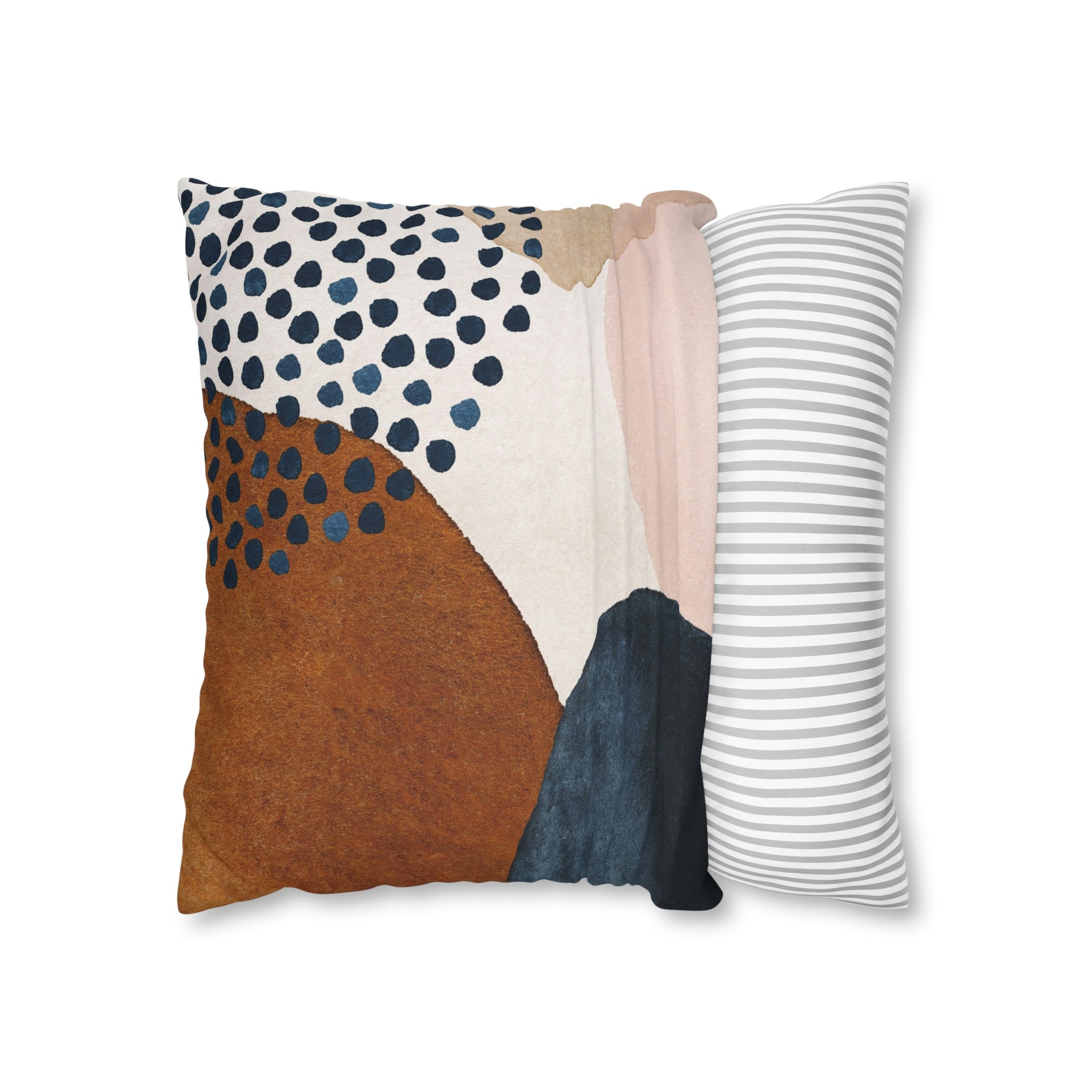 Abstract Boho Pillow Cover | Navy Blue Rustic Pink Blush Cream Gold