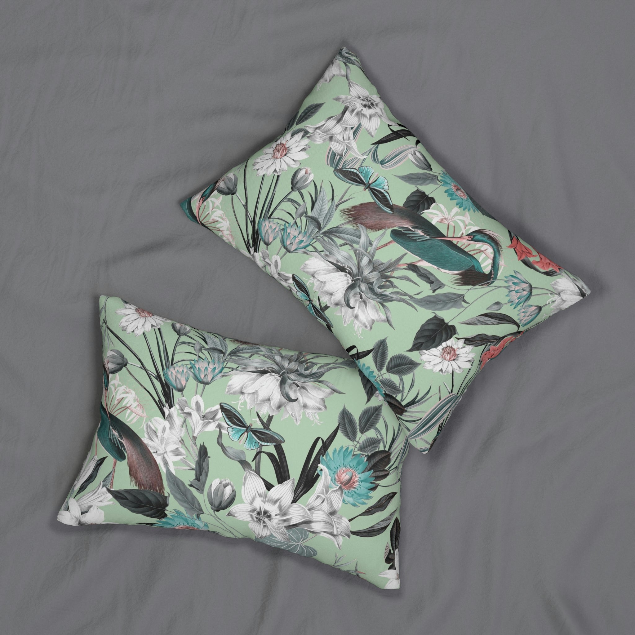 Boho Lumbar Pillow | Summer Green Floral