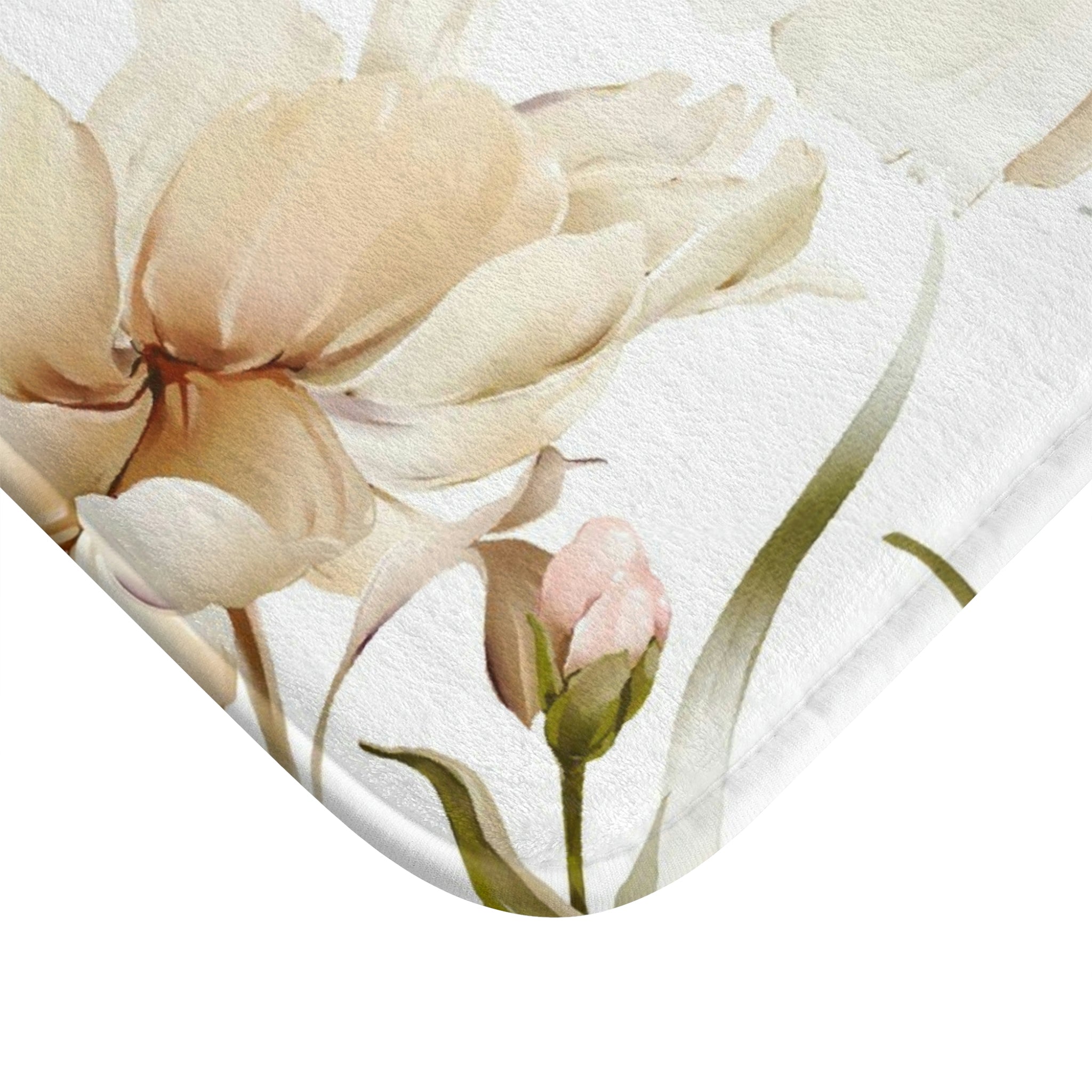 Boho Bath, Kitchen Mat | Vintage Ivory Beige Floral