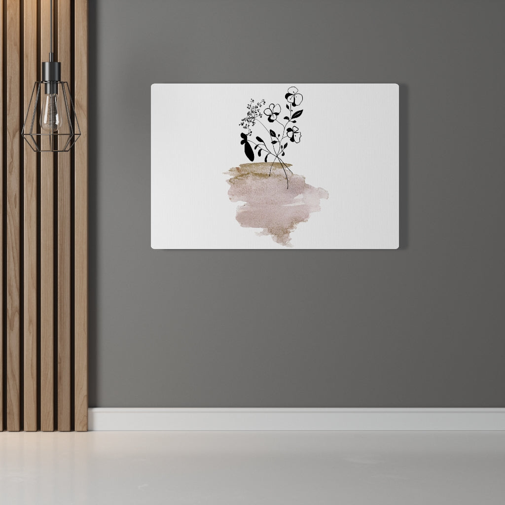 FLORAL WALL CANVAS ART | Black White Bronze