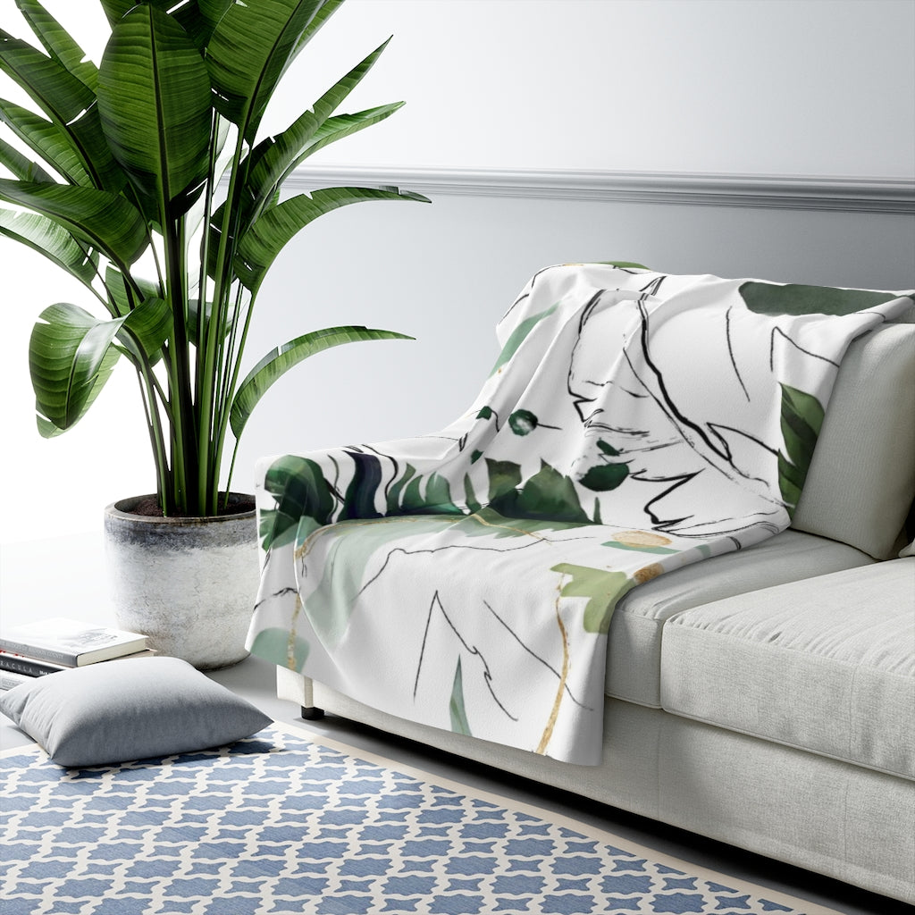 Floral Comfy Blanket | Tropical Leaves Abstract
