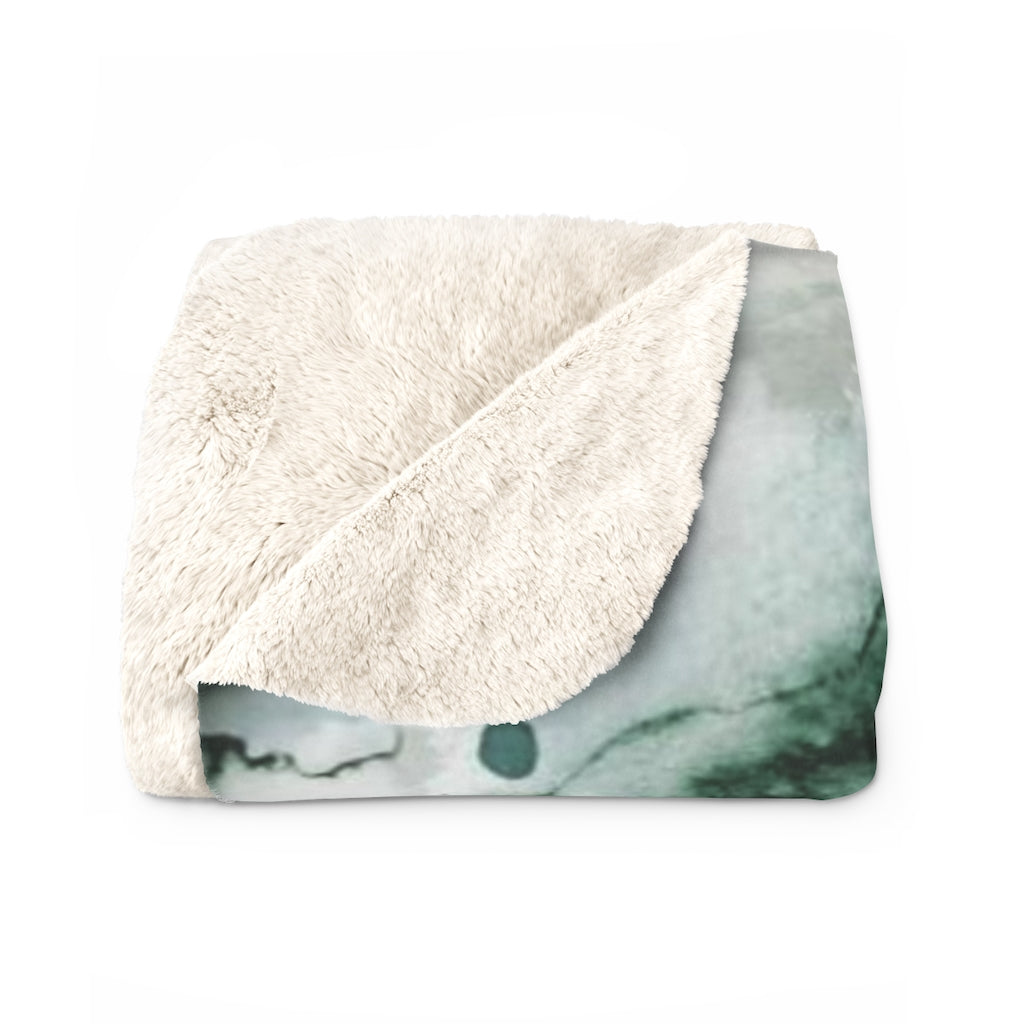 Abstract Comfy Blanket | White Green Splashes
