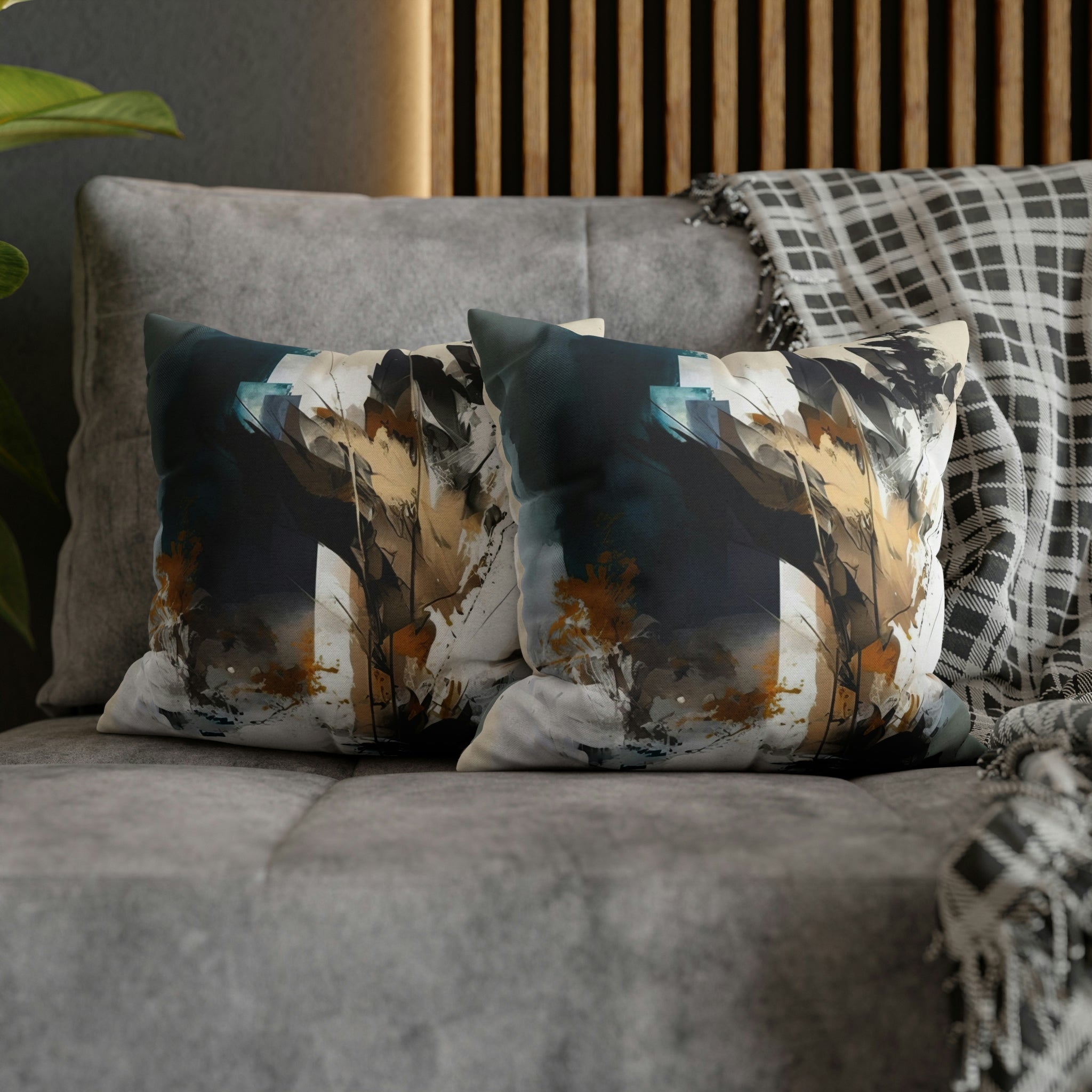 Abstract Pillow Cover | Beige Blue White