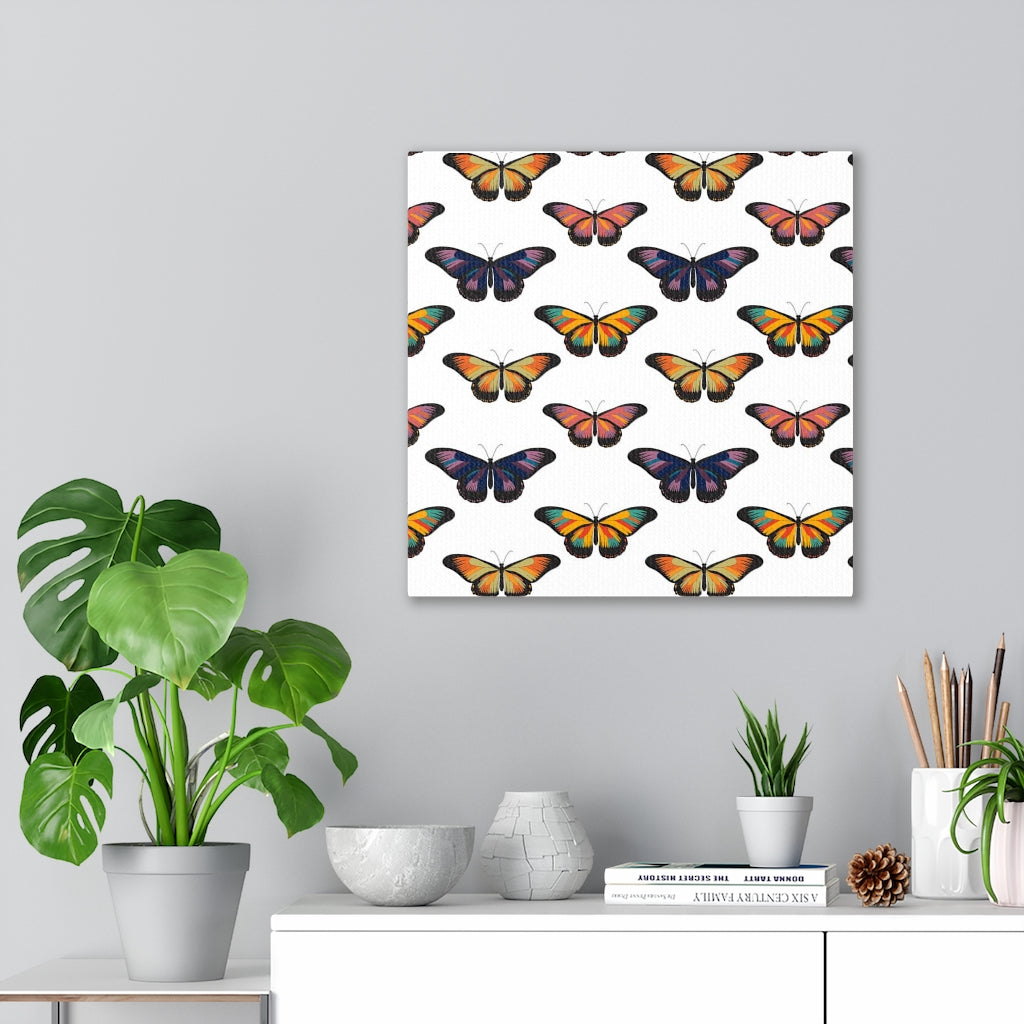 WHIMSICAL WALL CANVAS ART | White Rainbow Butterflies