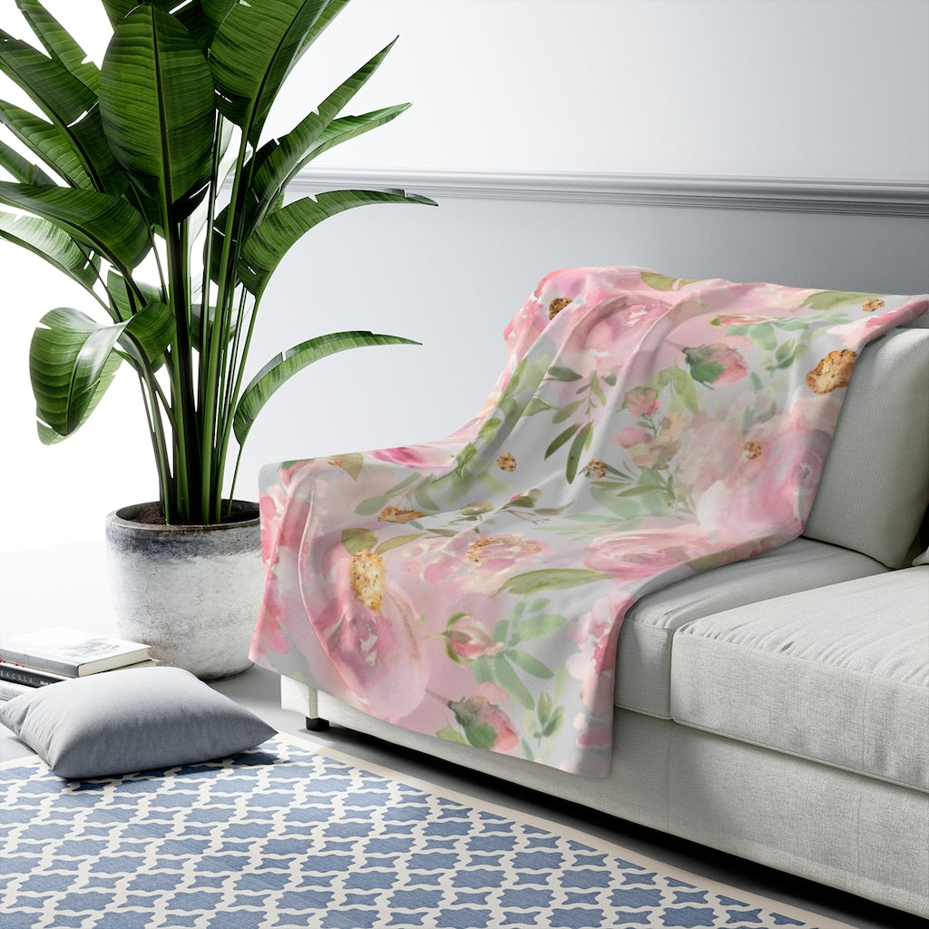 Floral Comfy Blanket | Blush Pink Roses