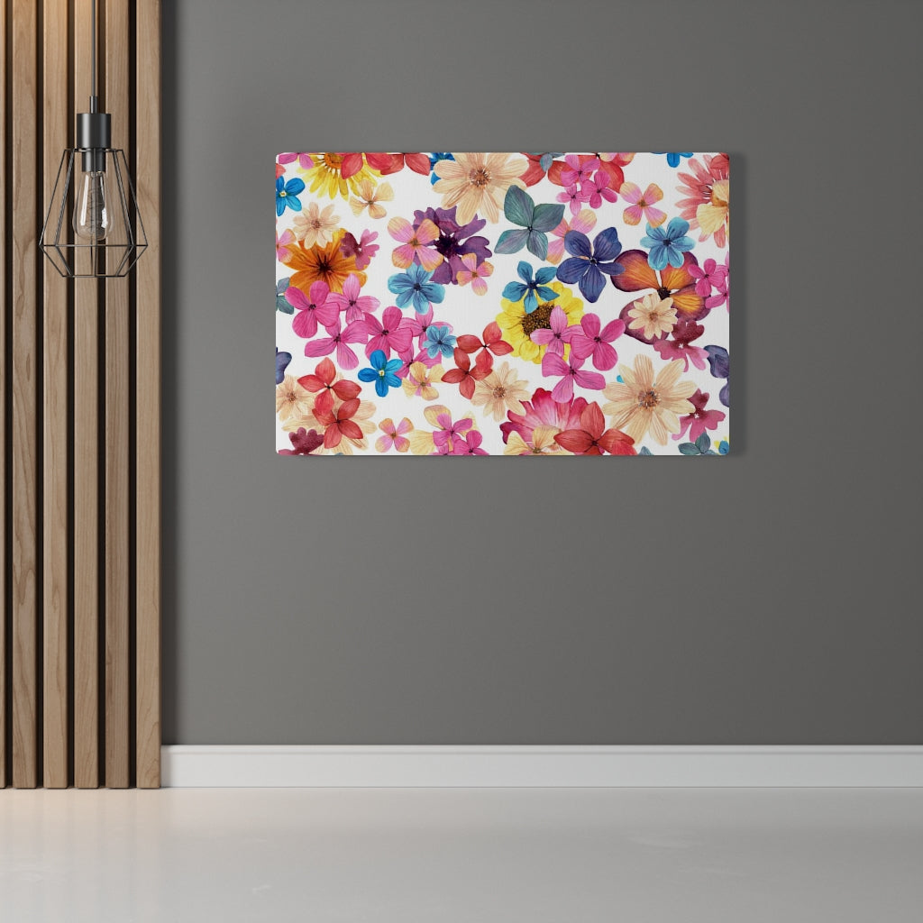 FLORAL WALL CANVAS ART | White Pink Orange Blue