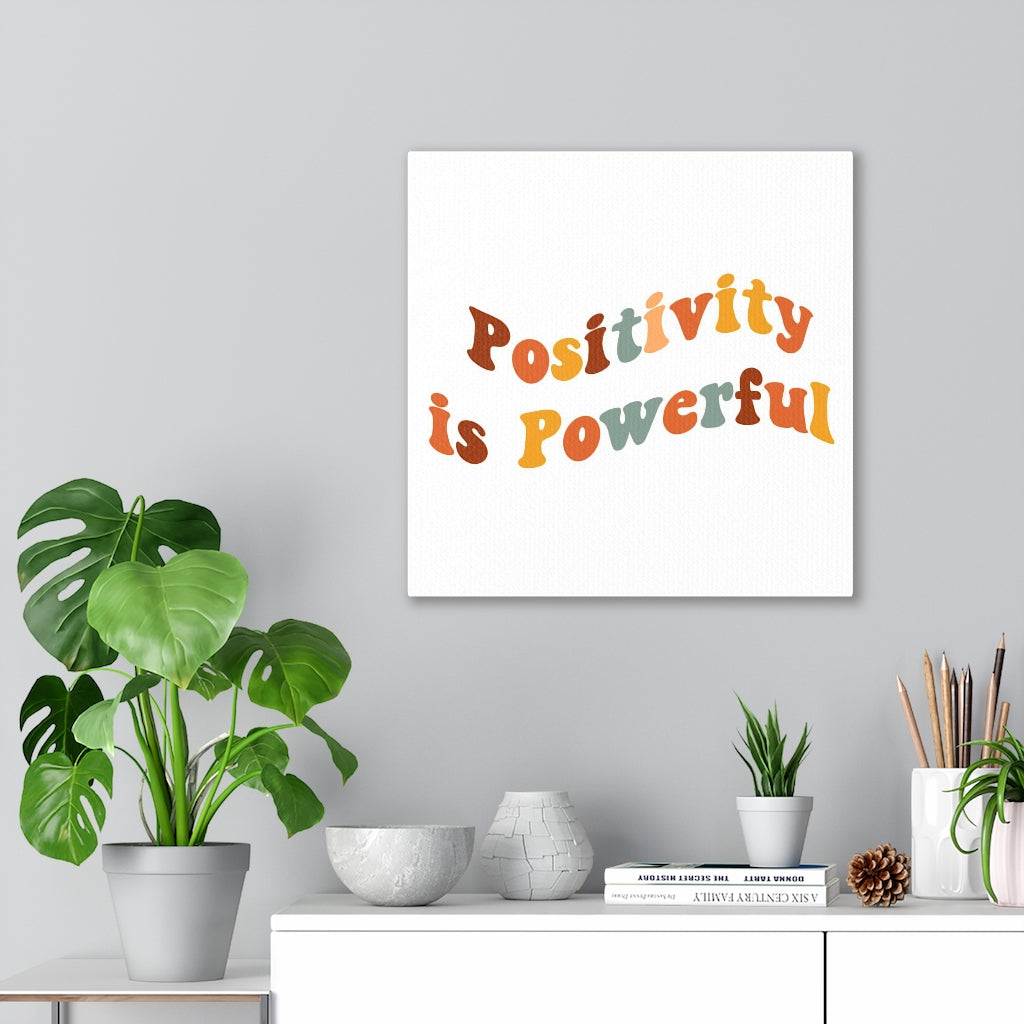 WITH SAYING WALL CANVAS ART | Red Yellow White | Positivity Is Powerful