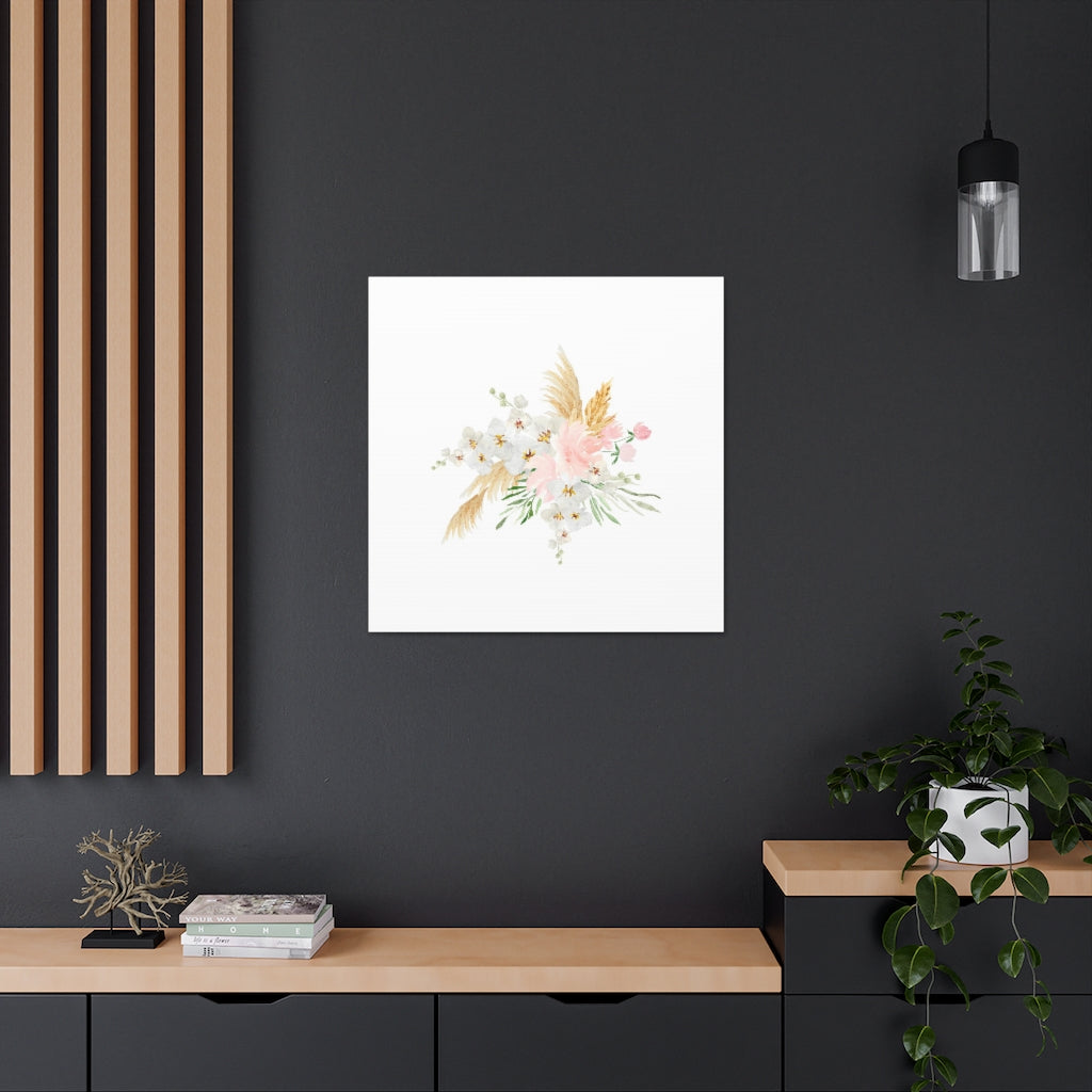 Floral Canvas Wall Art | White Tropical Floral