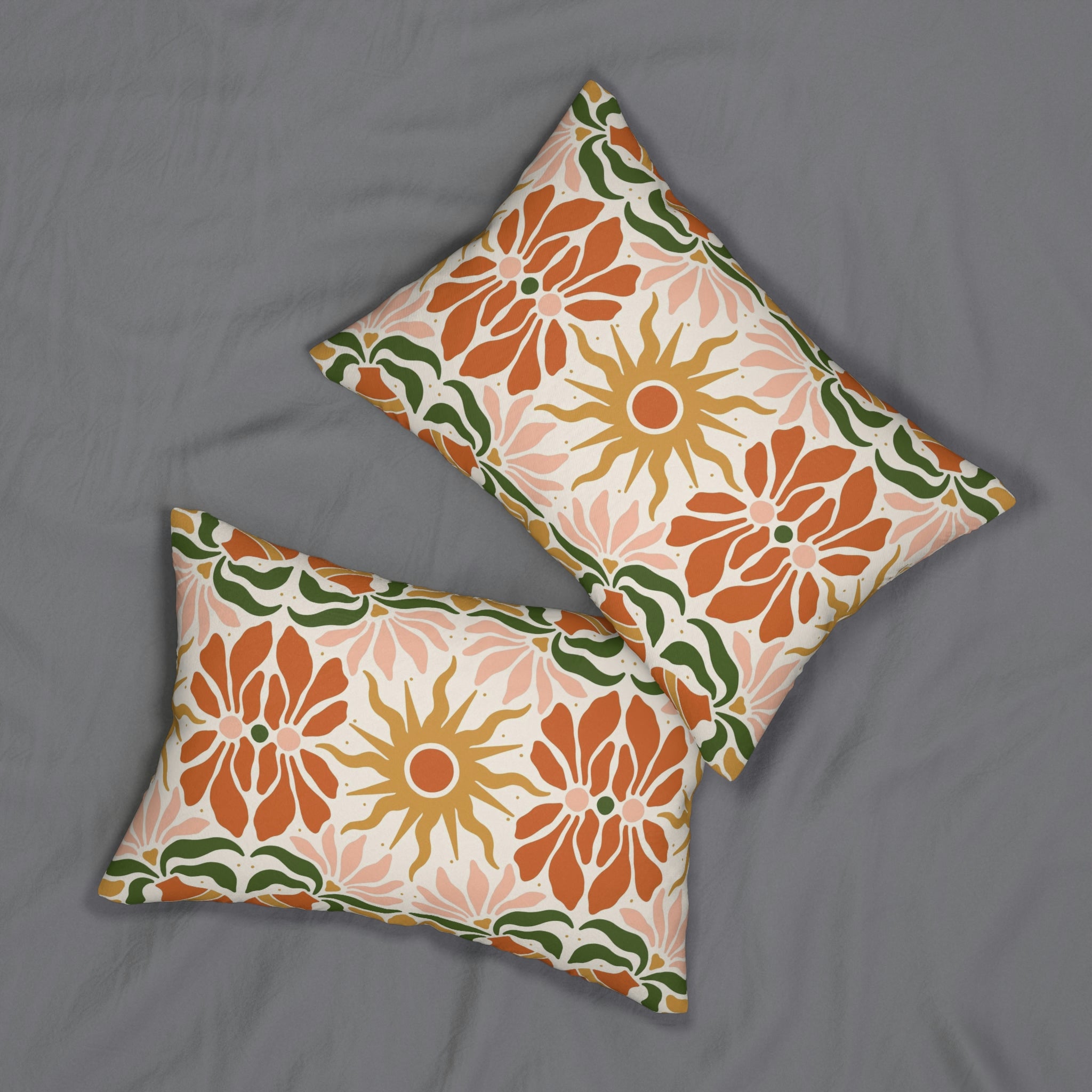 Boho Lumbar Pillow | Indigo Blue Roses