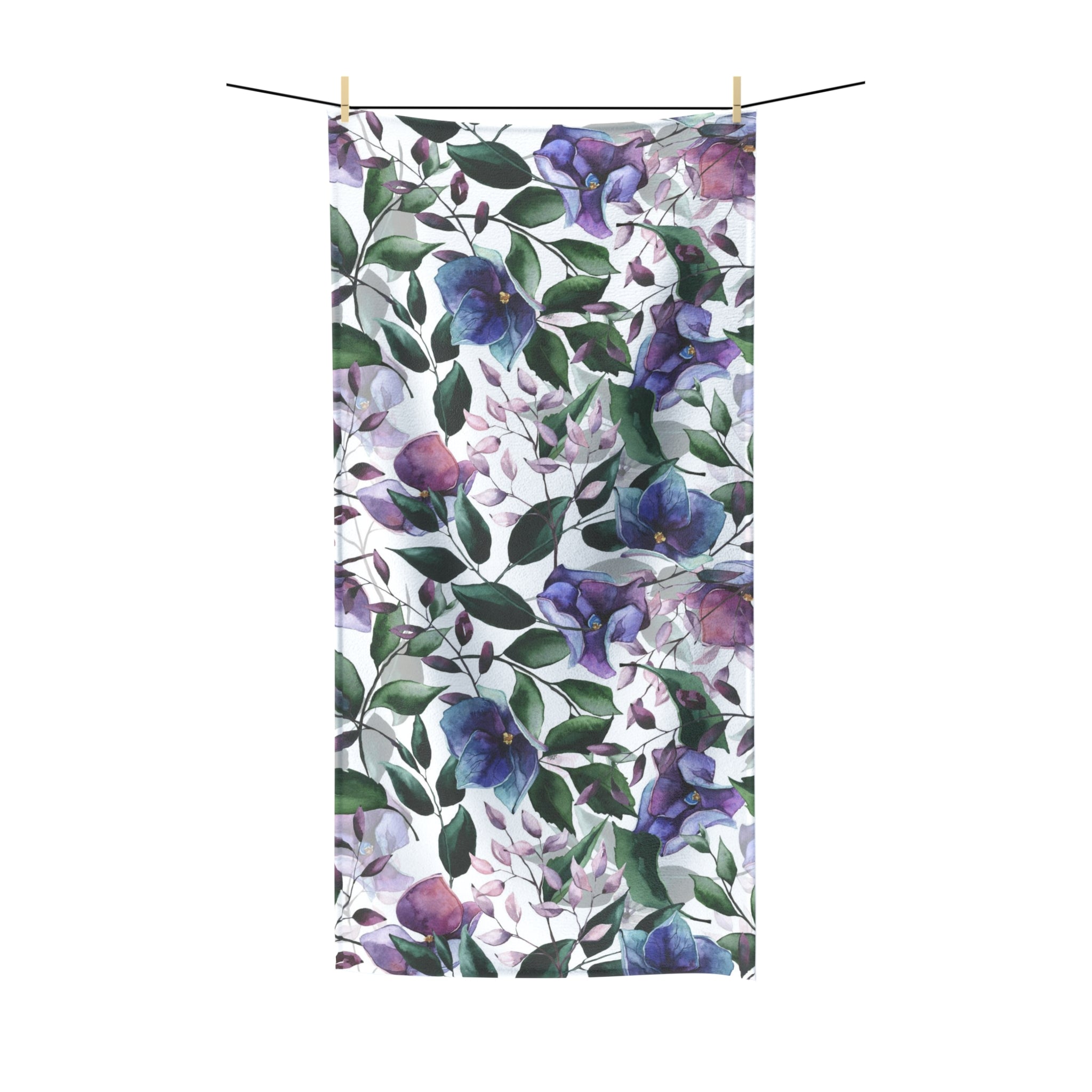 Floral Boho Bath Beach Towel | Lavender Blue Pink, Green Jungle