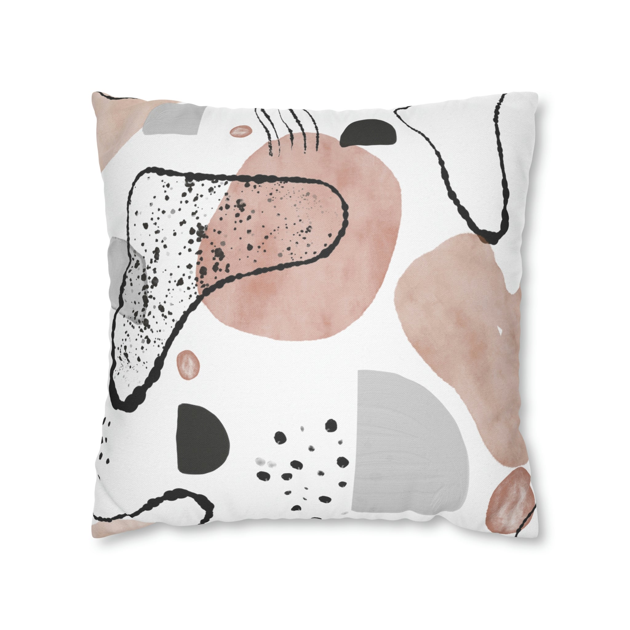 Abstract Pillow Cover | Beige, White, Gray Black