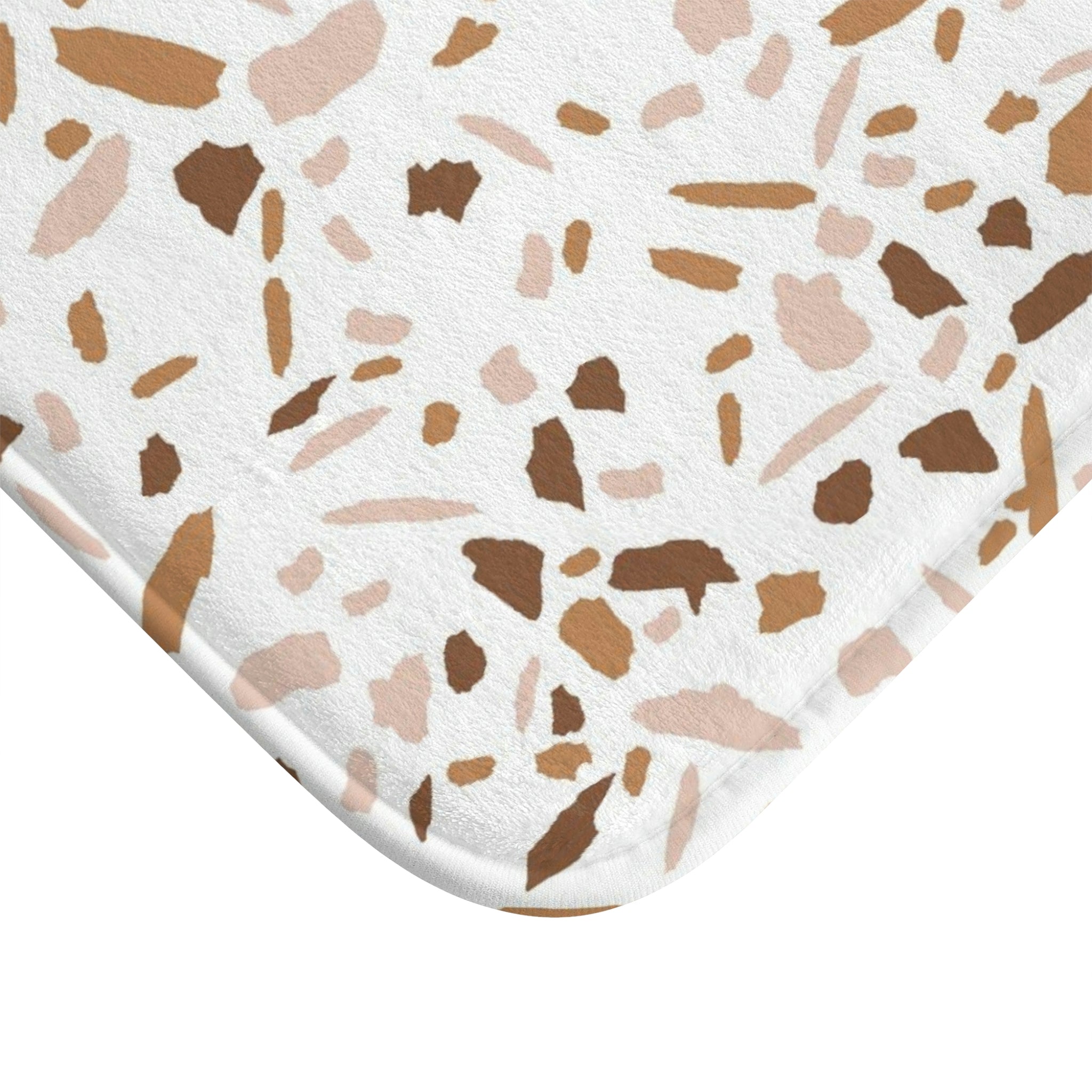 Boho Abstract Bath, Kitchen Mat | Terracotta White Beige