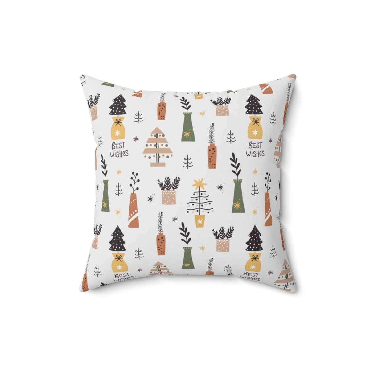 Christmas Square Pillow Cover | White Cute Potted Plants