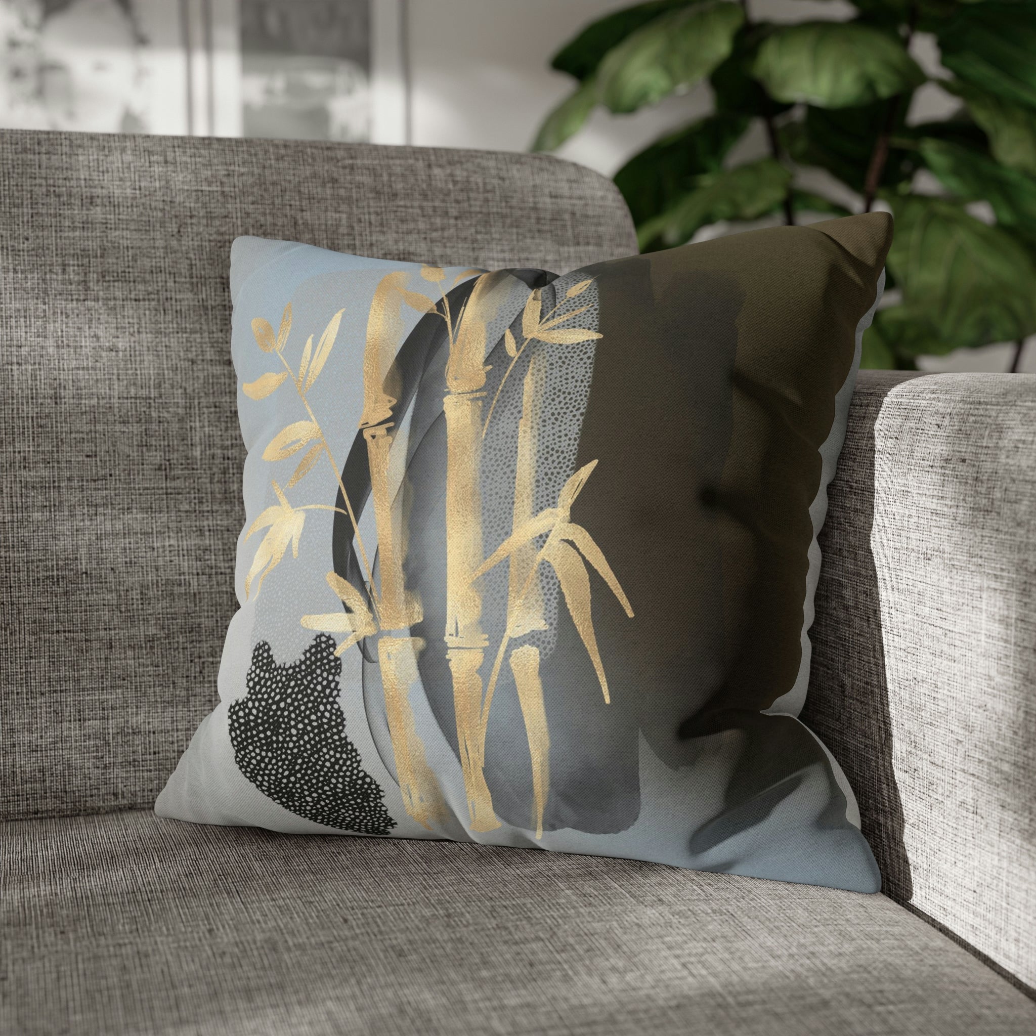 Abstract Boho Pillow Cover | Gold Bamboo