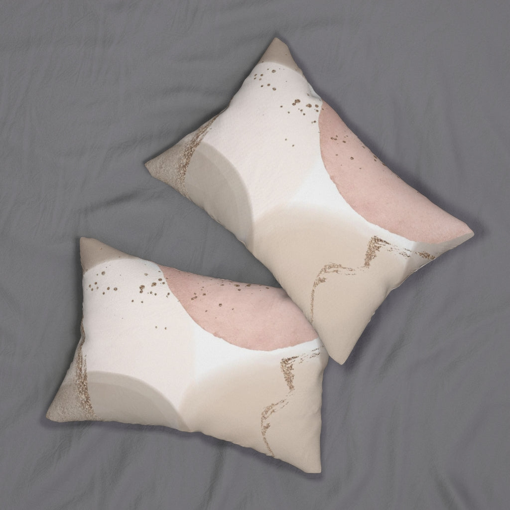Abstract Boho Lumbar Pillow | Blush Pink Beige White