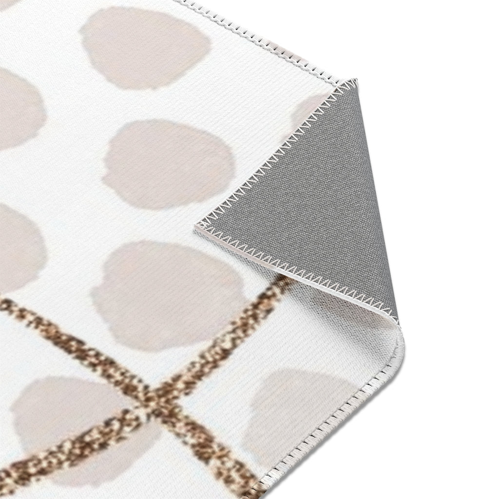 Abstract Area Rug | Navy Cream Beige Gold