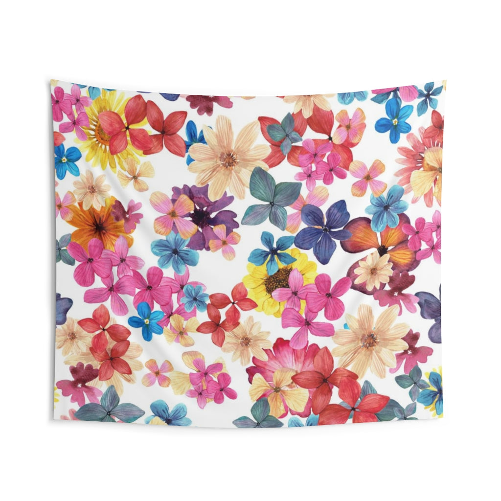 Floral Tapestry | Rainbow White Assorted Flowers