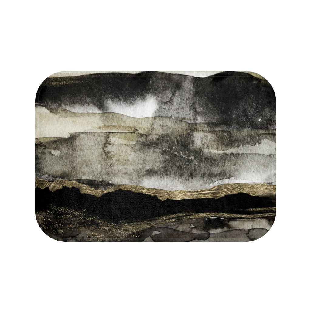 Boho Bath Mat | Black Gray Beige Ombre