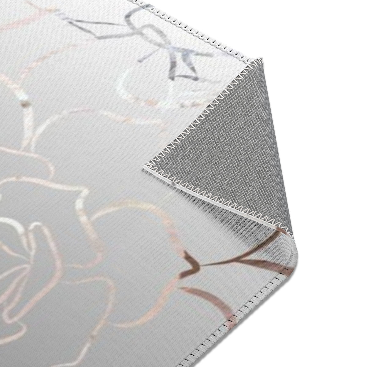 Floral Area Rug | Black White Ombre Gold Roses