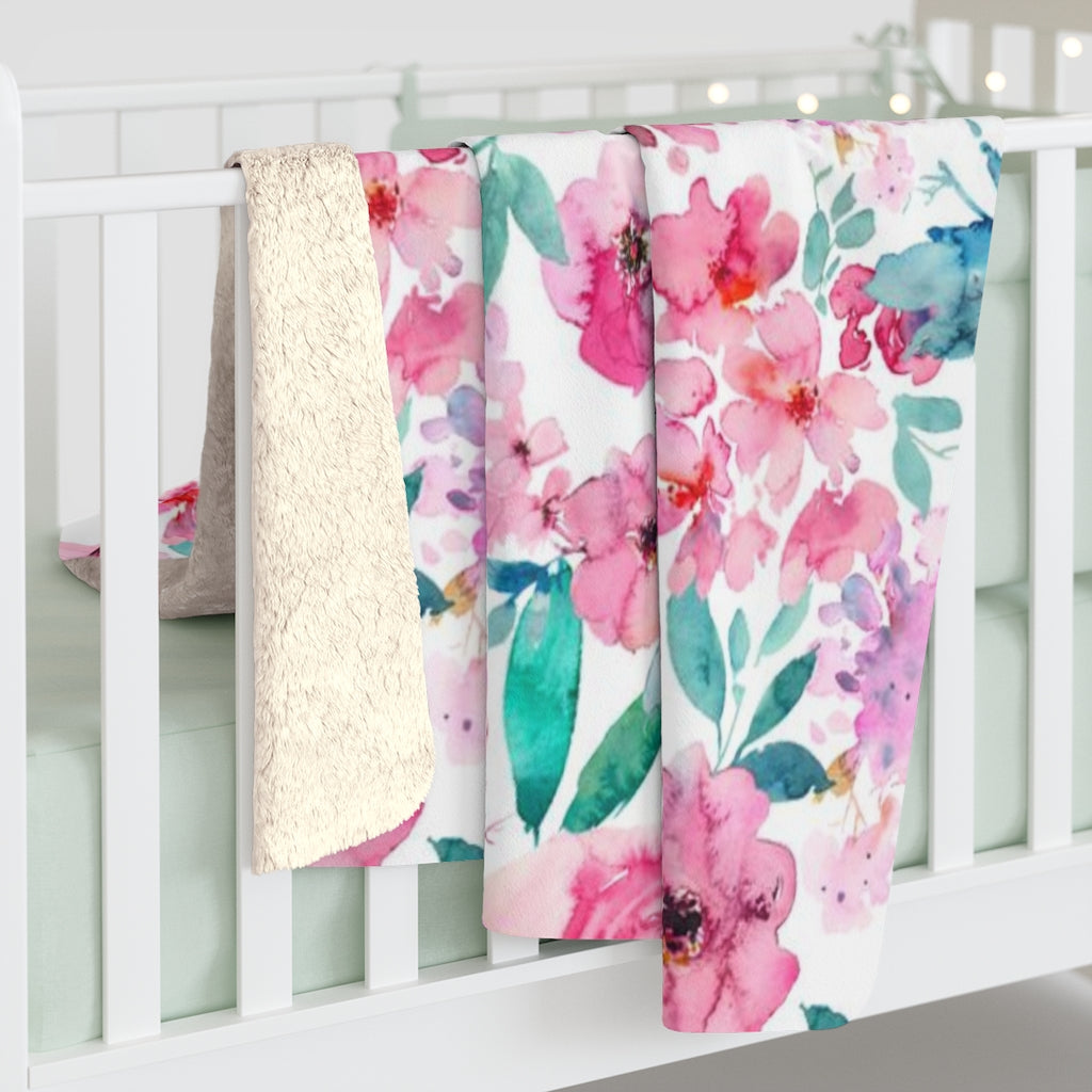 Floral Comfy Blanket | Teal Pink Peonies