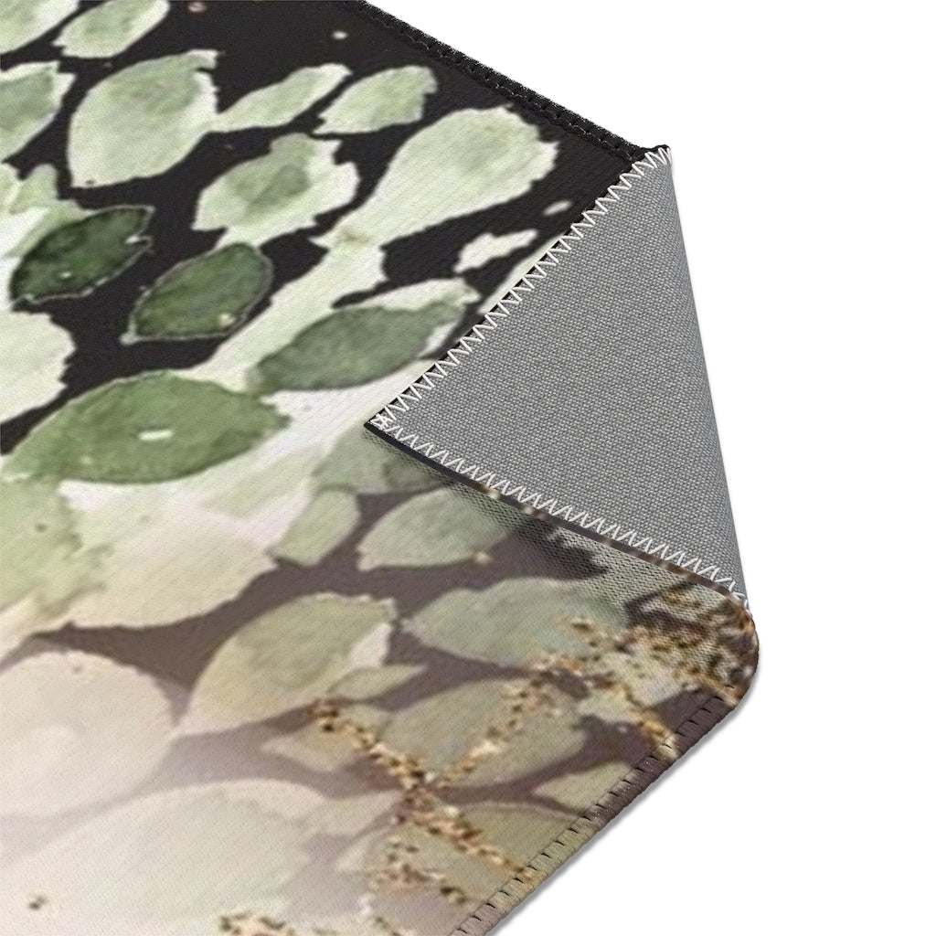 Floral Area Rug | Dark Blush Pink Green Gold