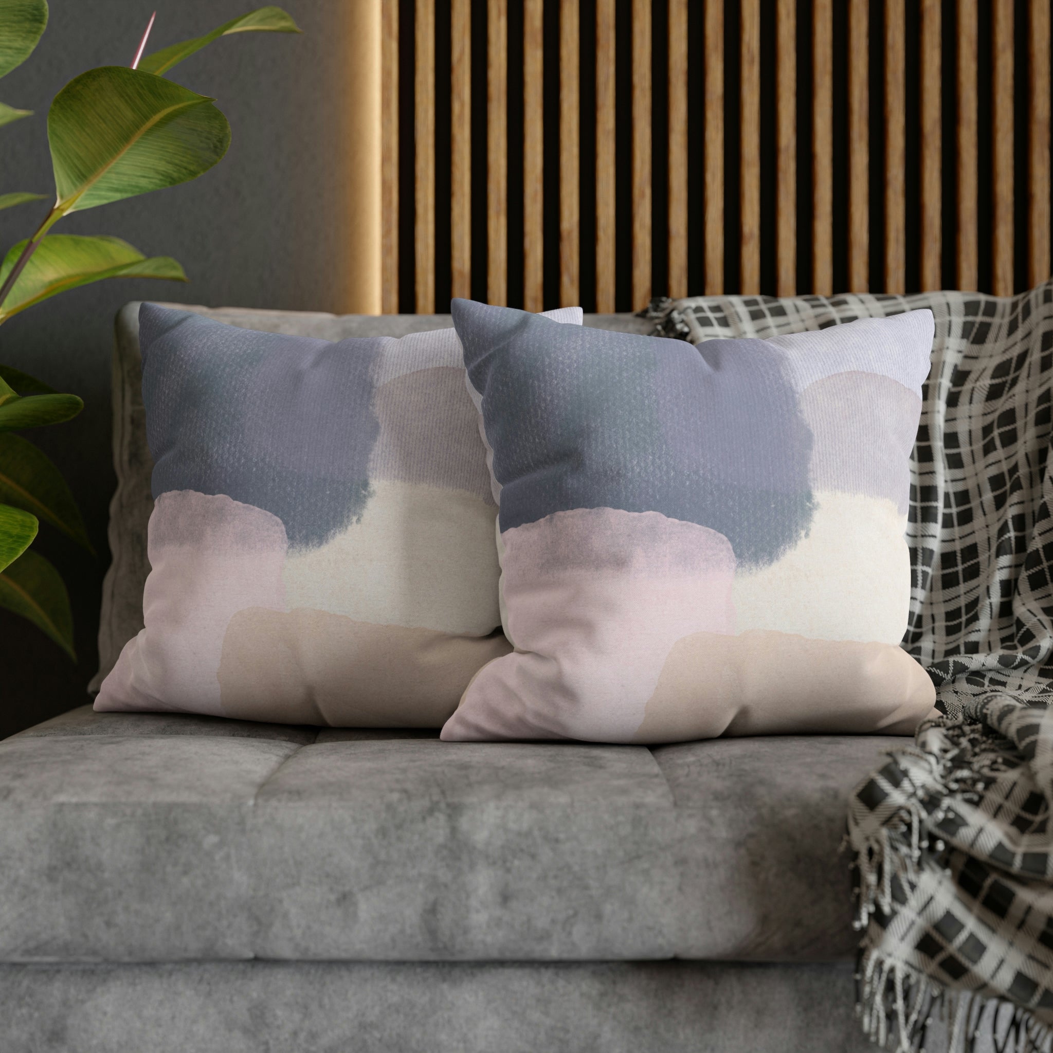 Abstract Boho Pillow Cover | Grey Blue Cream Pink