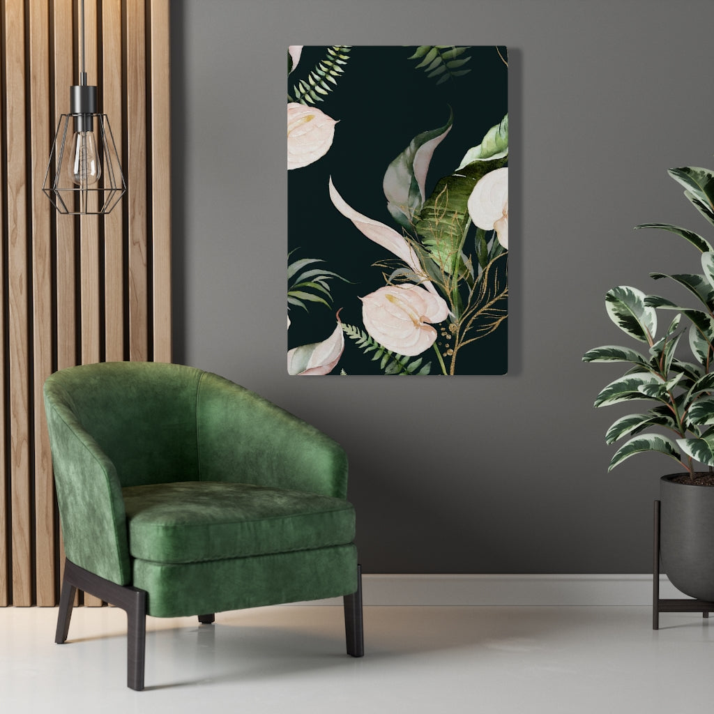 FLORAL WALL CANVAS ART | Black Green Beige