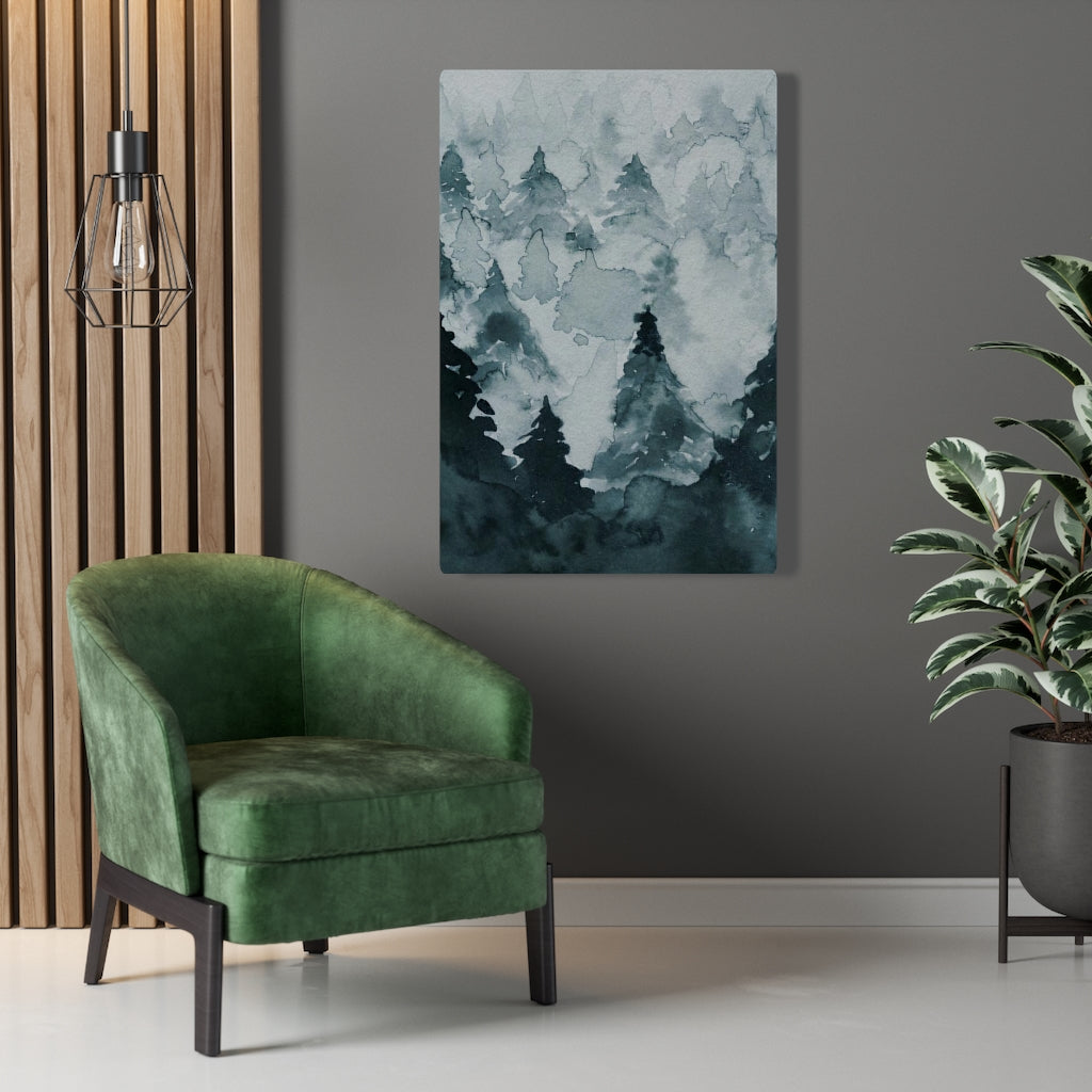 FLORAL WALL CANVAS ART | Indigo Blue Watercolor Forest