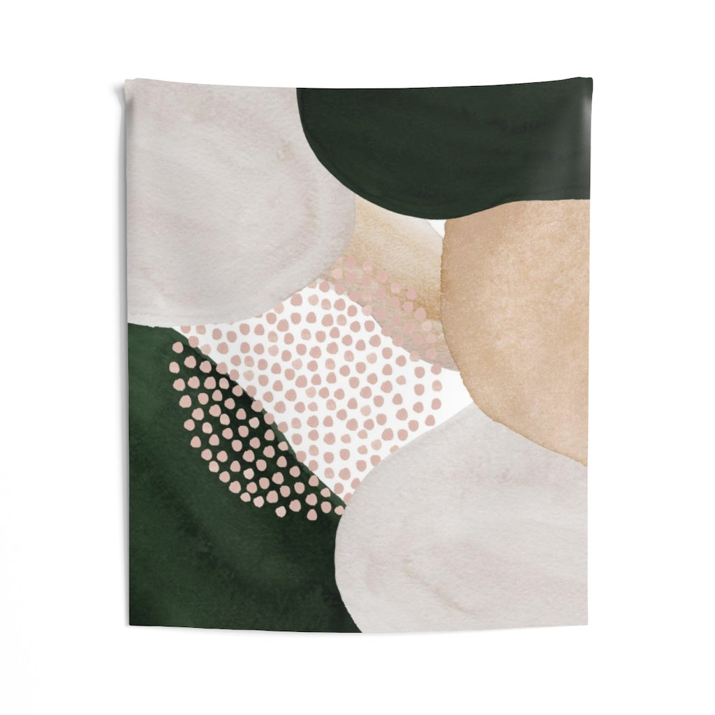 Abstract Tapestry | Beige Cream Blush Pink Green