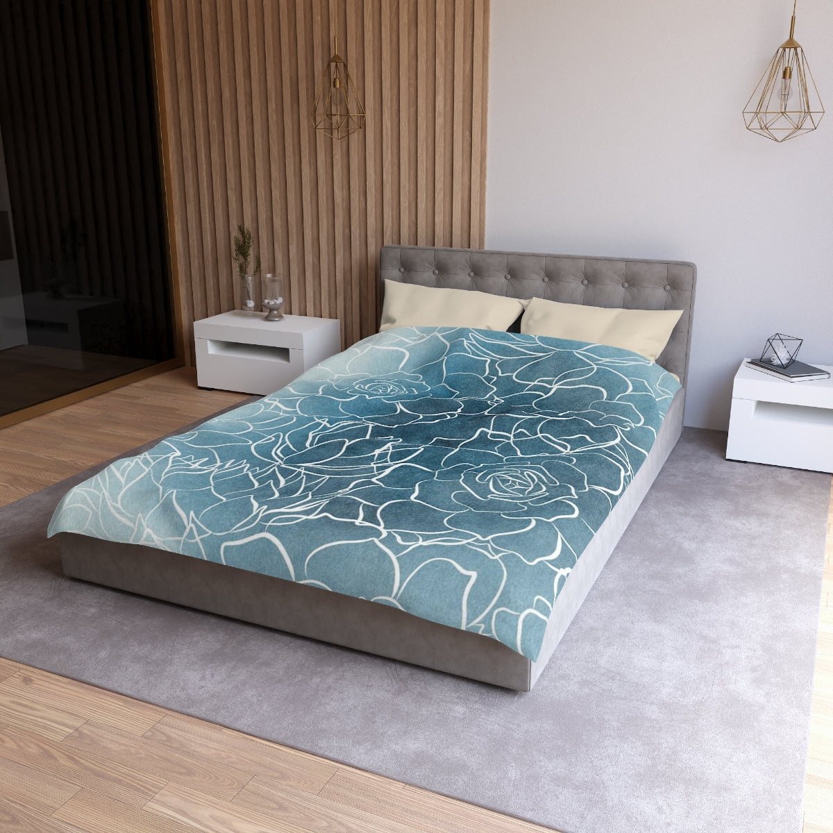 Floral Duvet Cover | Hygge Denim Blue | Bedroom Decor