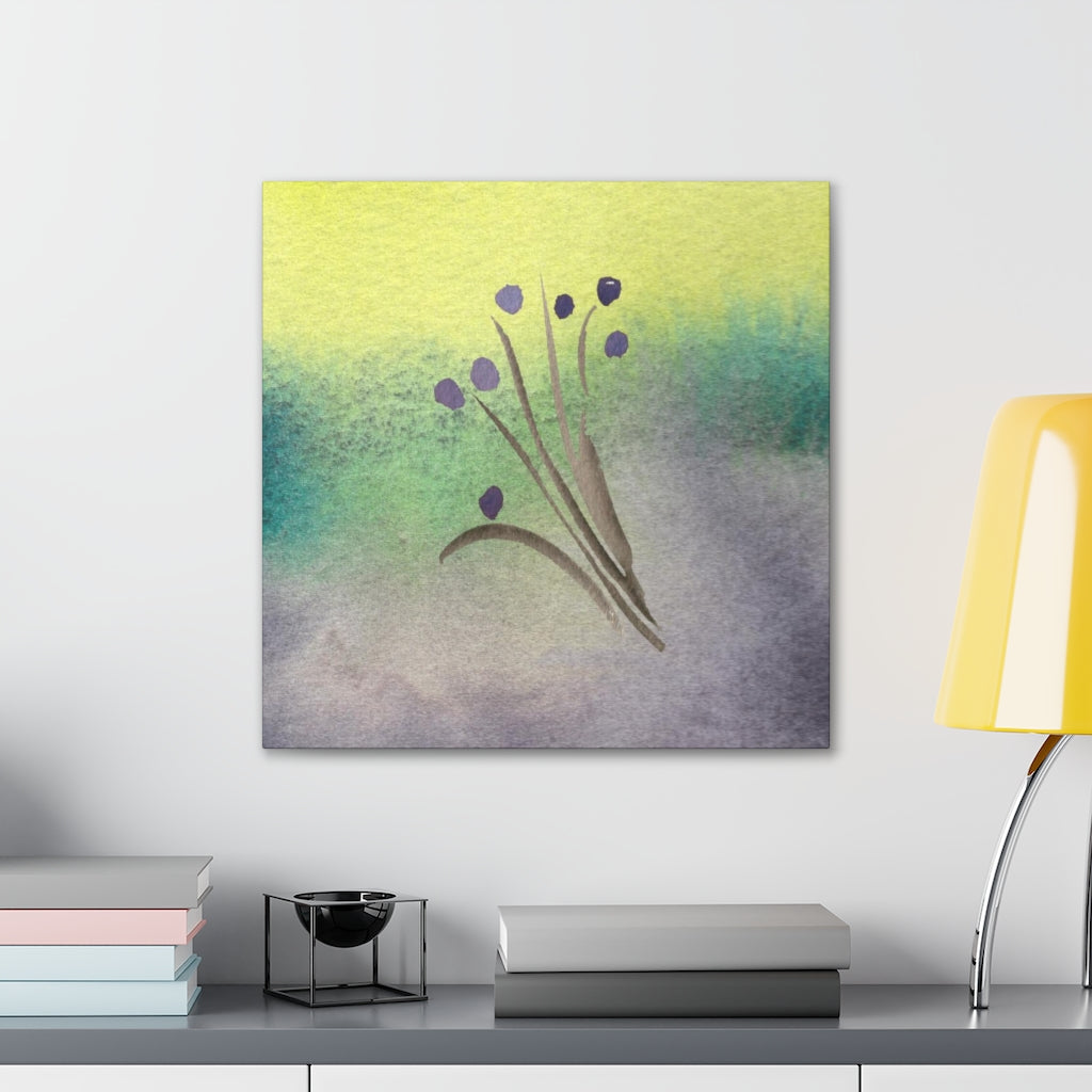 Abstract Canvas Wall Art | Yellow Green Purple