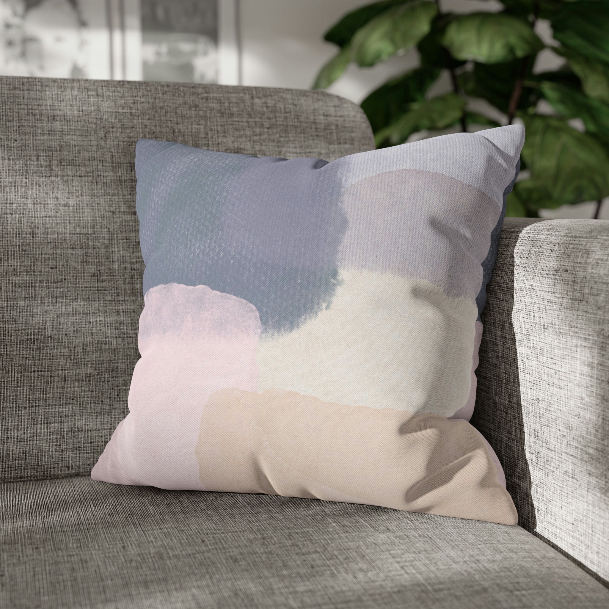 Abstract Boho Pillow Cover | Grey Blue Cream Pink
