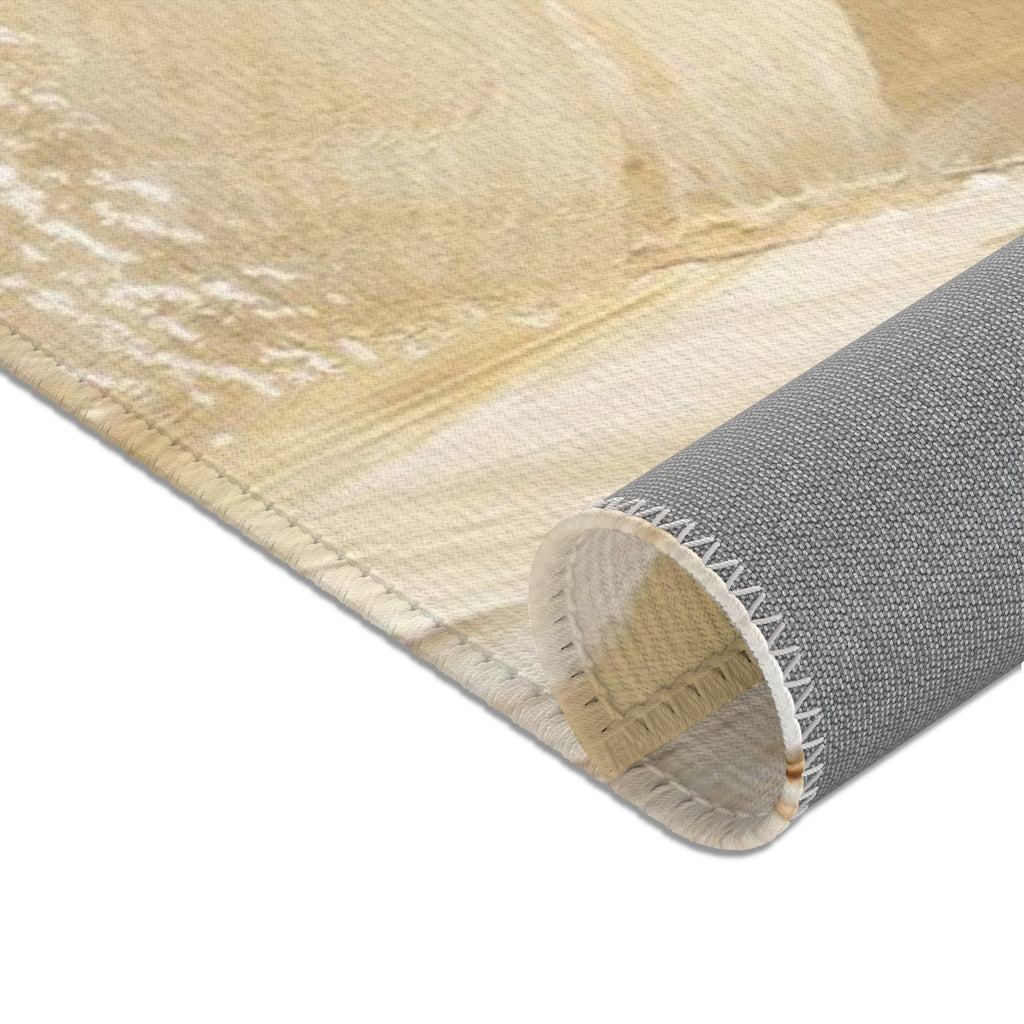 Abstract Area Rug | Cream Green Beige Gold Acrylic