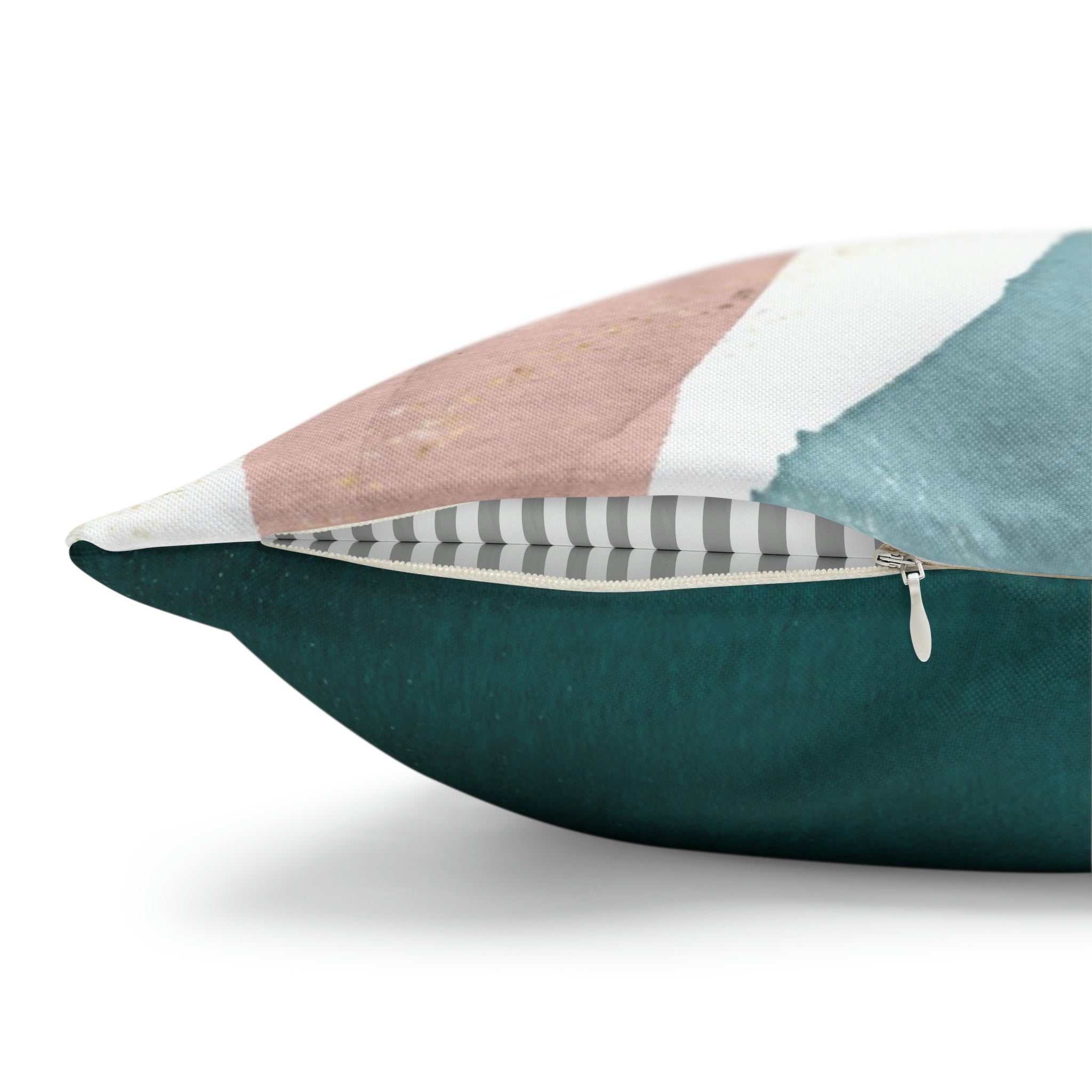 Abstract Boho Pillow Cover | Green Pink Cream