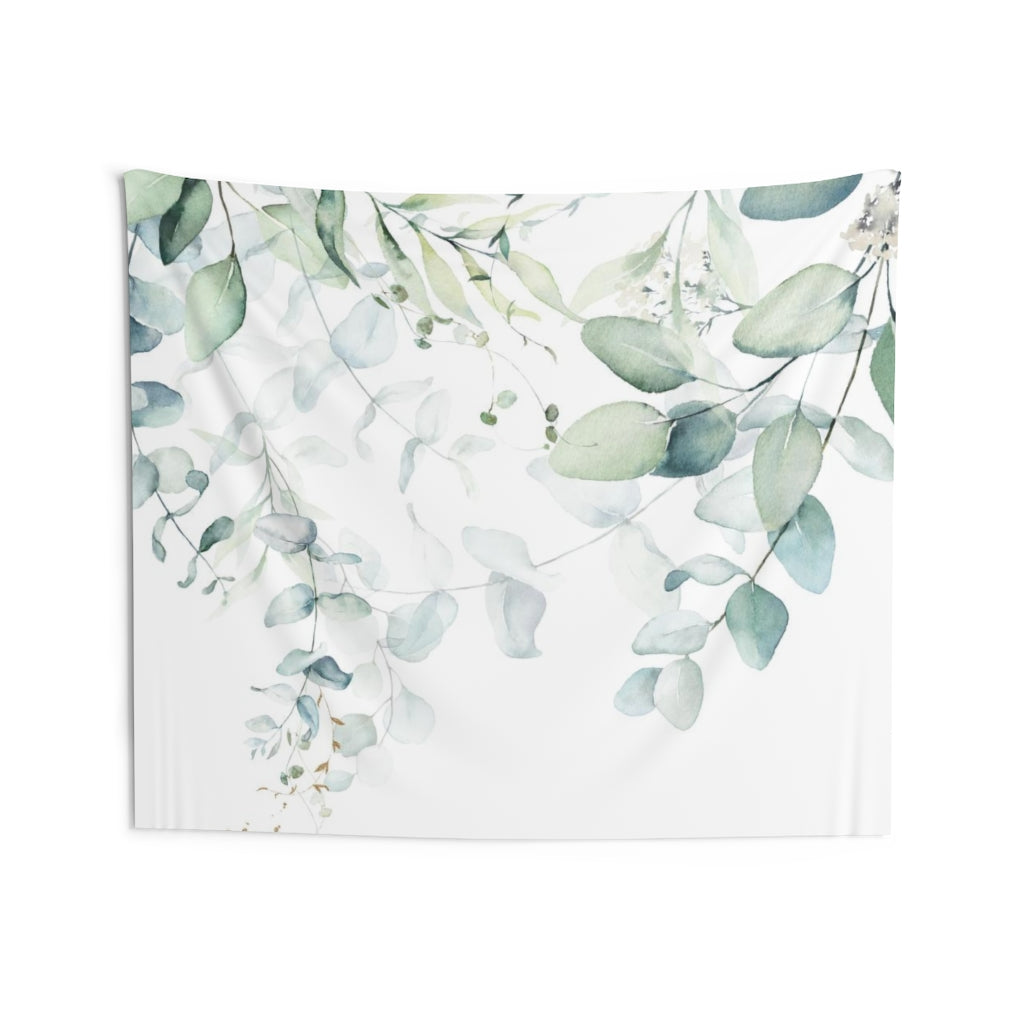Floral Tapestry | White Green Eucalyptus Leaves