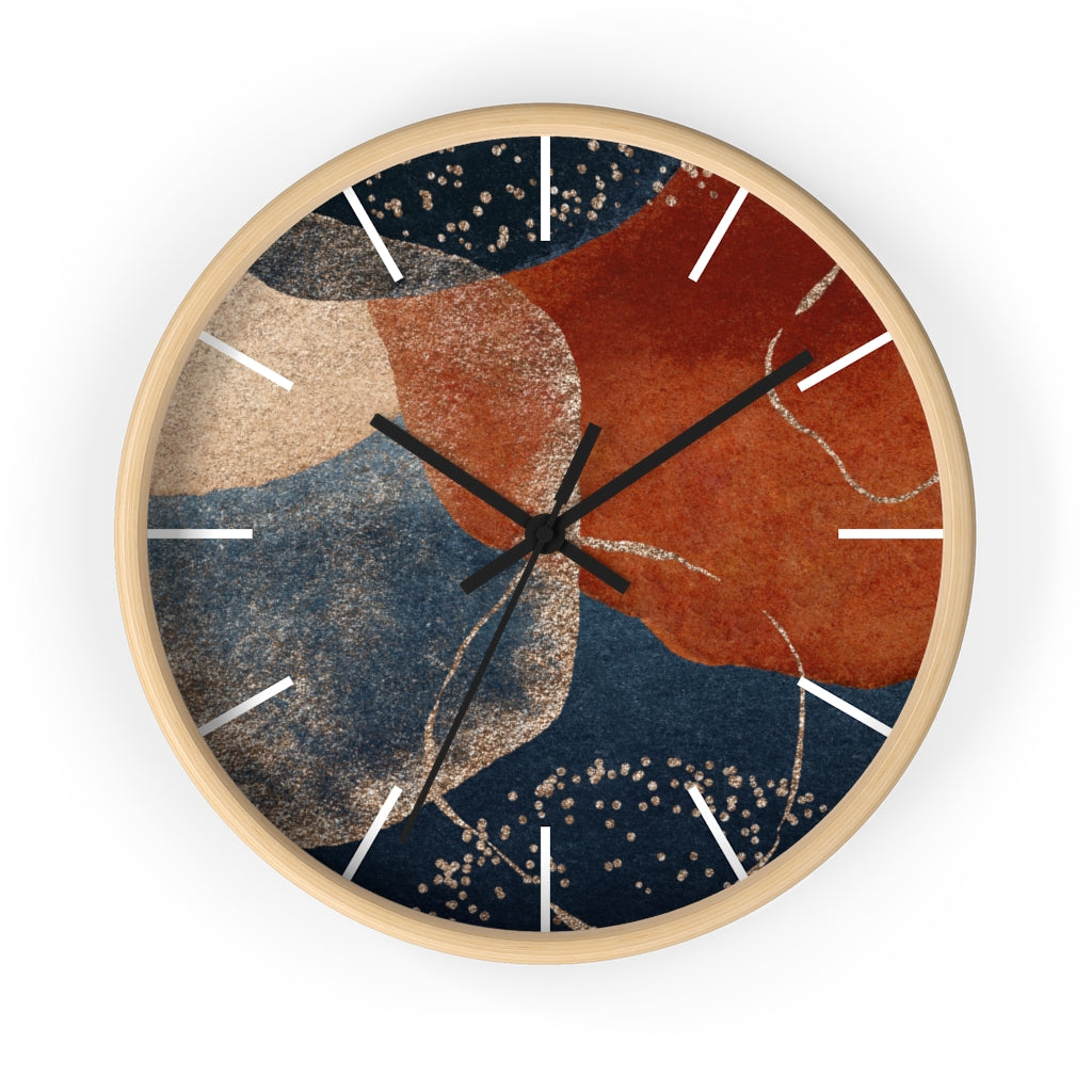Wood, Wall Clock, Navy Rust 10"