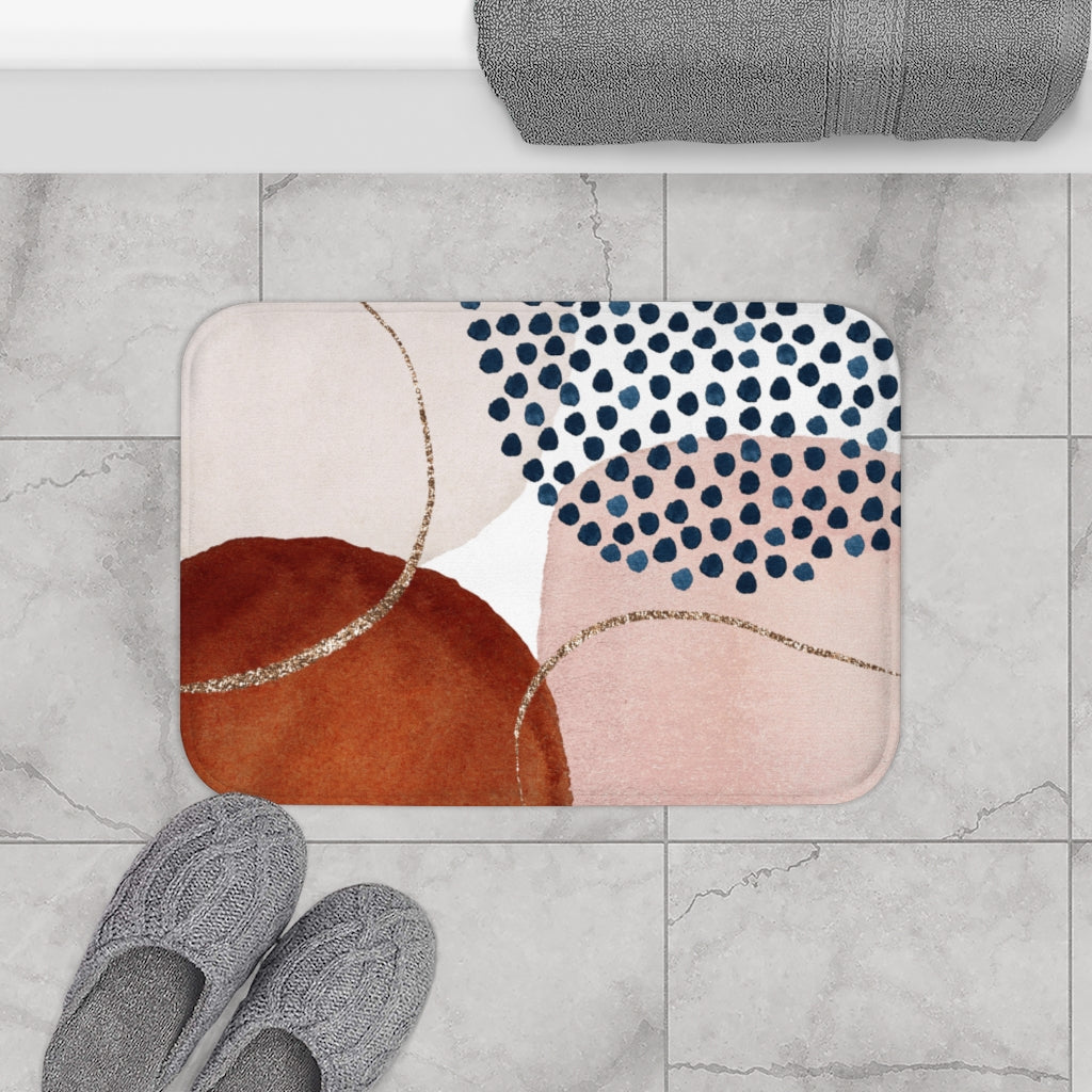 Bath Mat | Boho Rust Navy | Blush Pink Cream