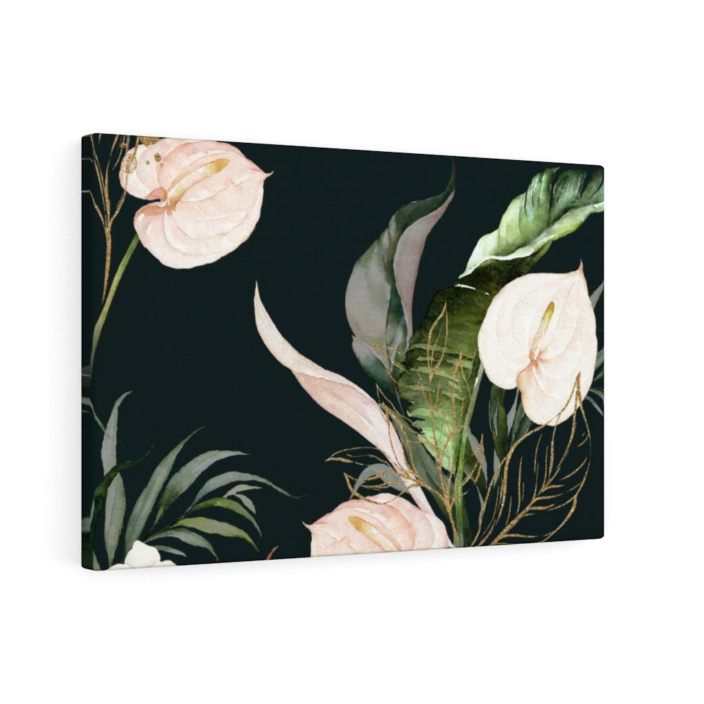 FLORAL WALL CANVAS ART | Black Green Beige