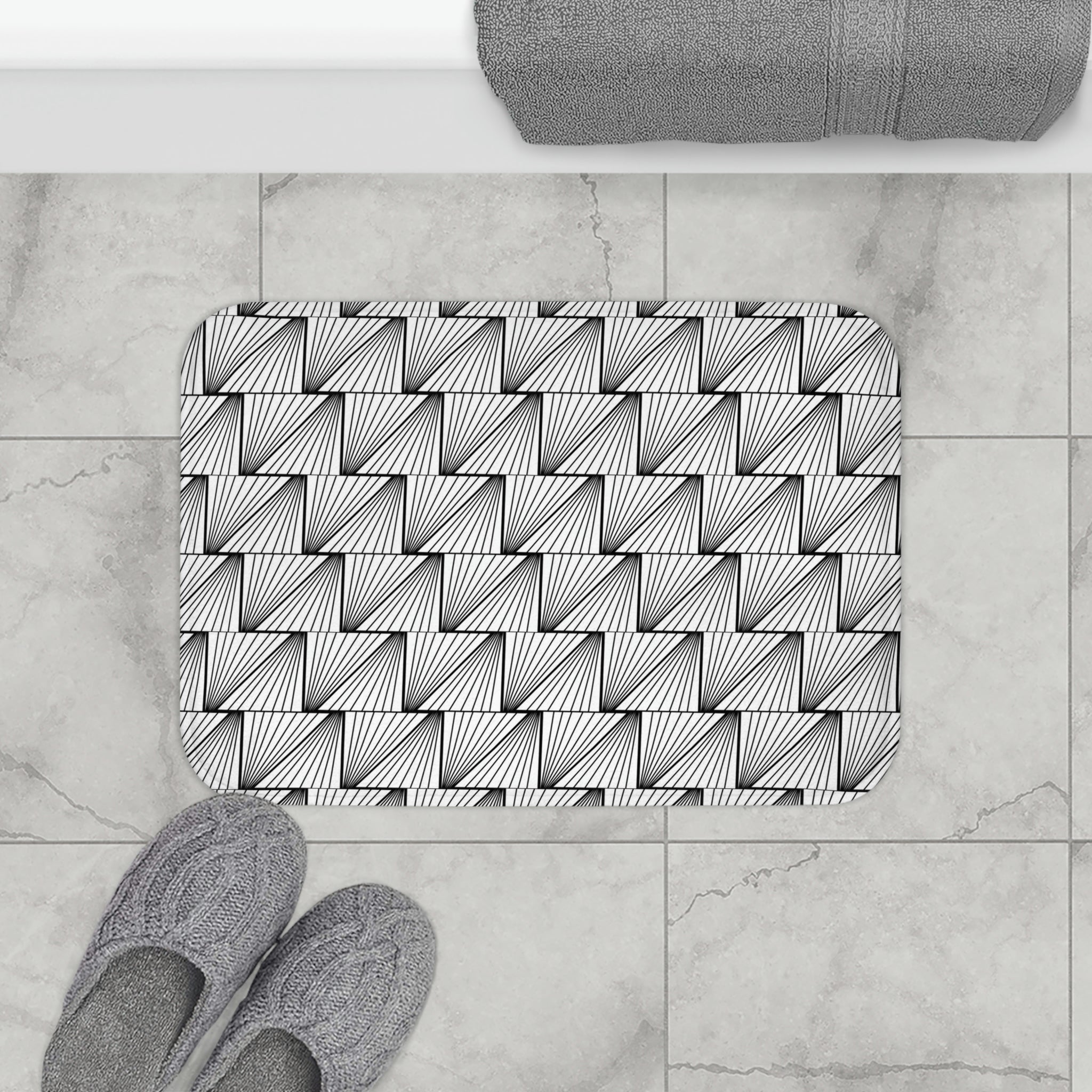 Art Deco, Black Geometric Bath Mat