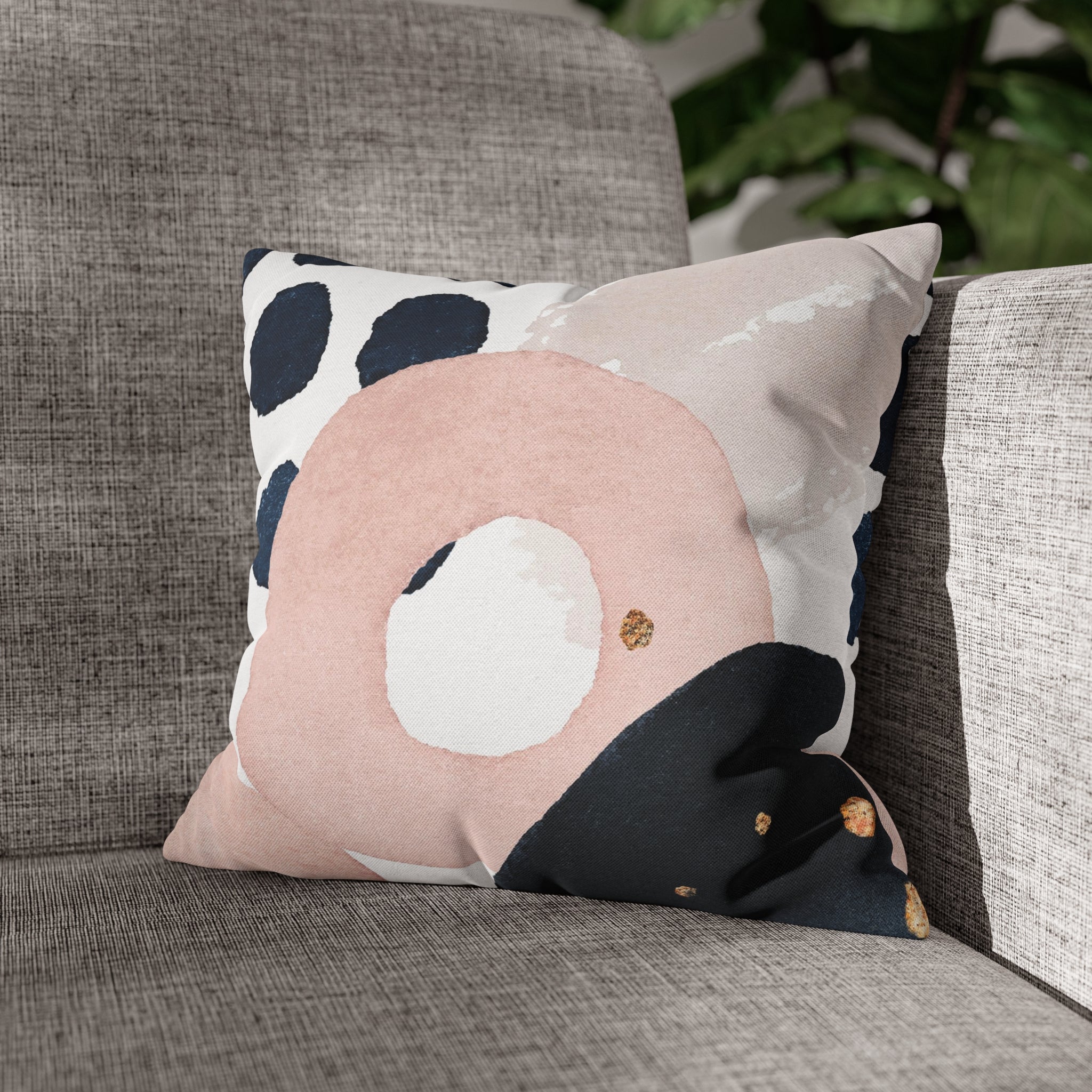 Boho Pillow Cover | Abstract Navy Blue, Blush Pink White