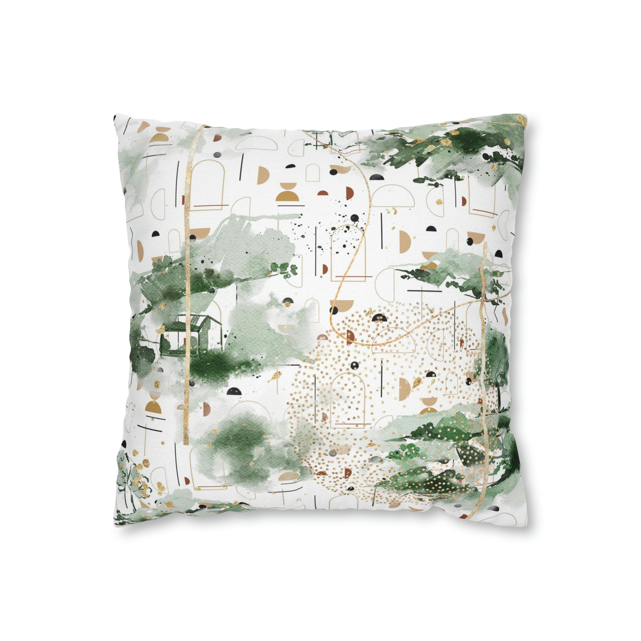Abstract Boho Pillow Cover | Green White Ombre Beige