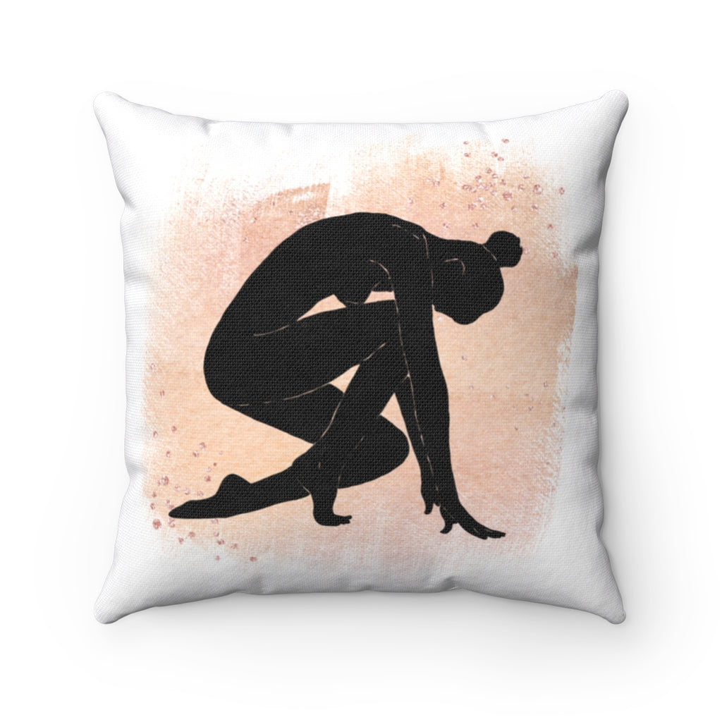 Boho Pillow Cover | Salmon Pink Female Form | One Line Art