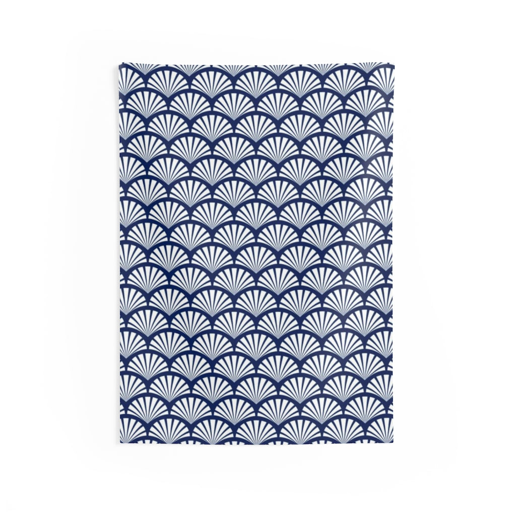 Geometric Tapestry | Navy Blue White Fan